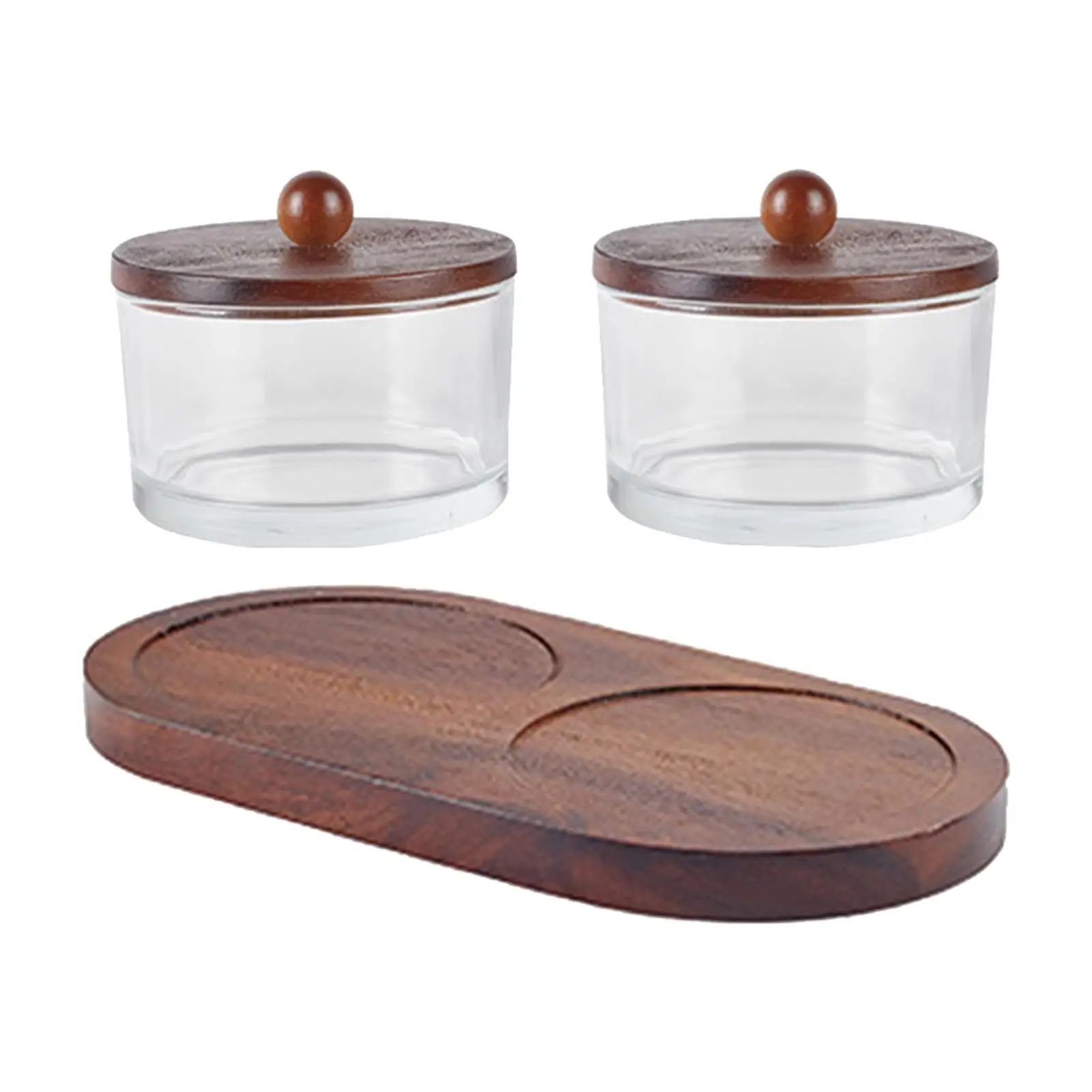 Bowl with Wooden Serving Tray Wooden Pallets with Lid Gift Transparent Wooden Serving Tray with Bowl for Appetizers Sala Fruit