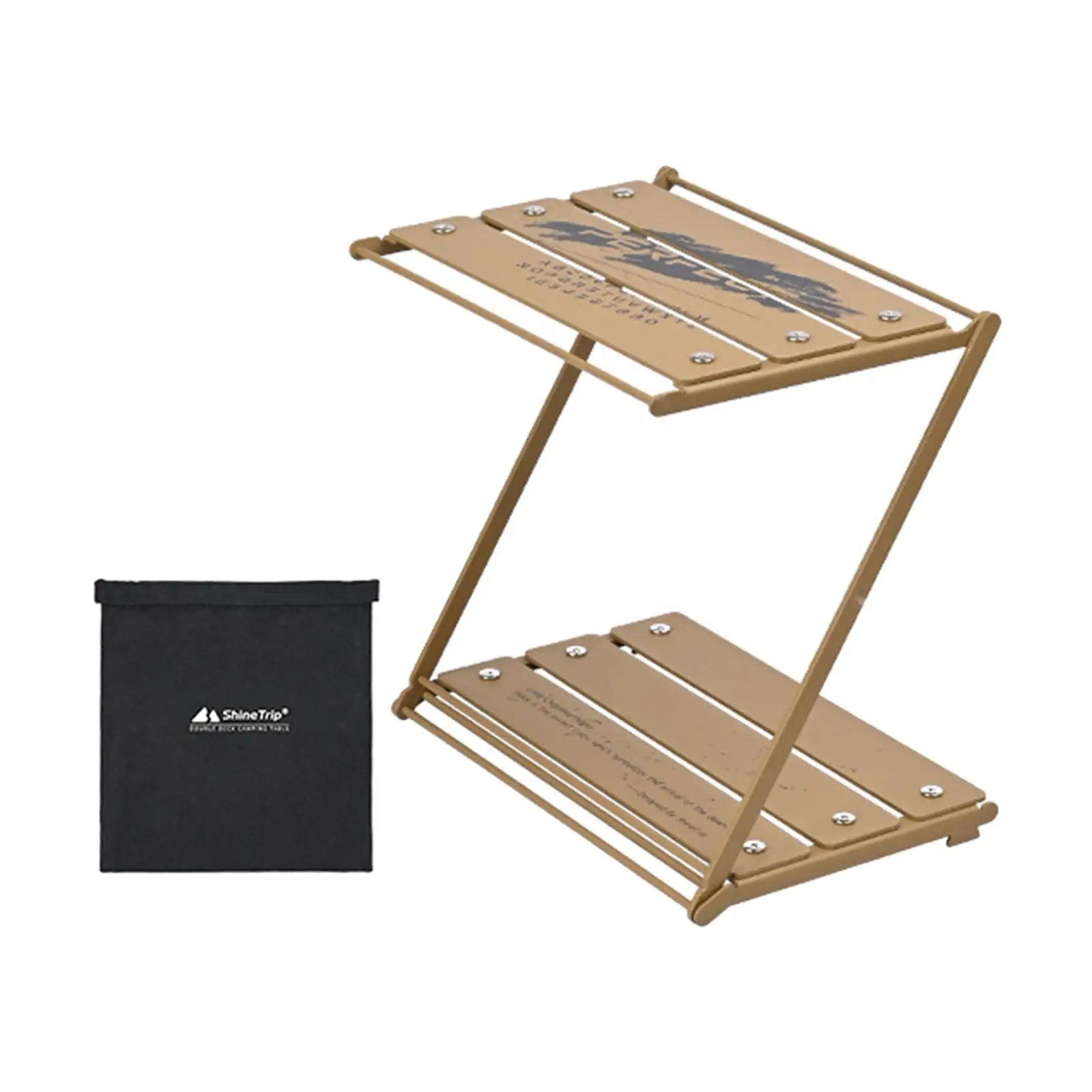 Outdoor Camping Storage Rack Portable Desktop Double Rack Foldable Picnic Folding Table Multifunctional Shelf New