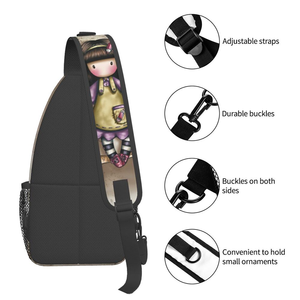 Crossbody Ombro Sling Mochila Caminhadas Viagem Daypacks Art Cute Cartoon Impresso Bag