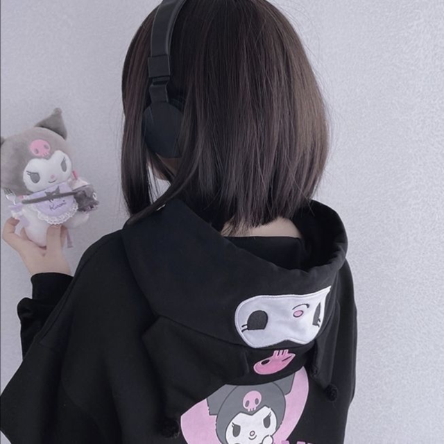 Sanrio – Gilet En Laine Adorable Kuromi My Melody, Pull-over, Col