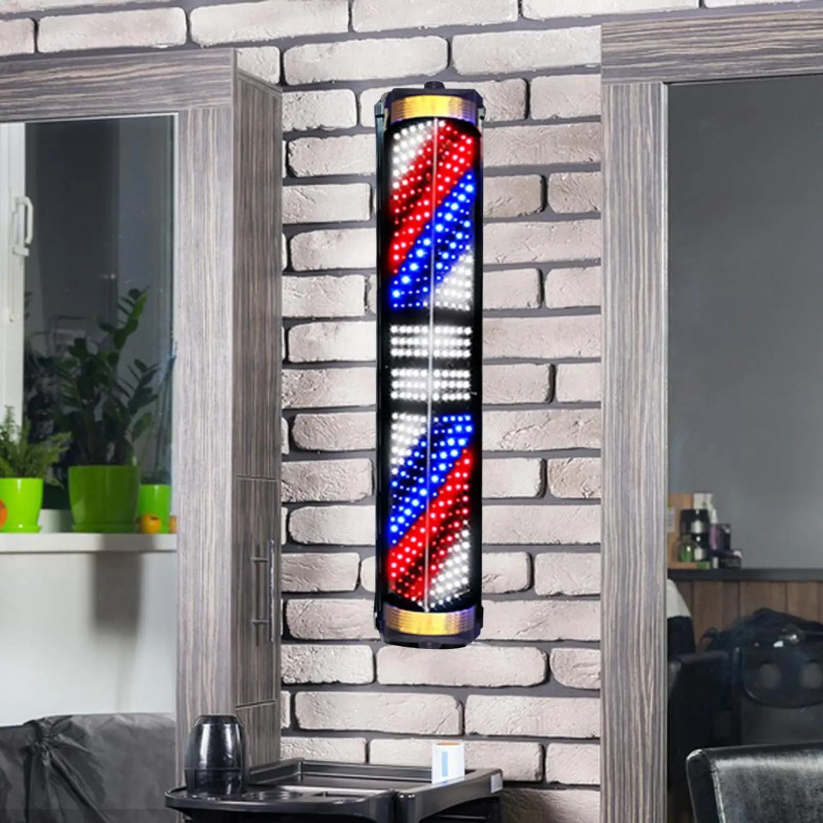 Classic Barber Shop Sign Open Waterproof Stripes Red Rotating Pole LED Light for Business Street Outdoor Hair Salon