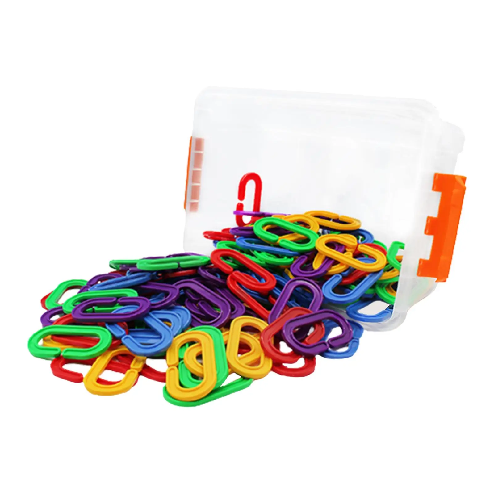 150x C Hook Rainbow C Links, Bird Swing Chain, Counting and Sorting, Fine Motor, Educational Chain Links for Toddler