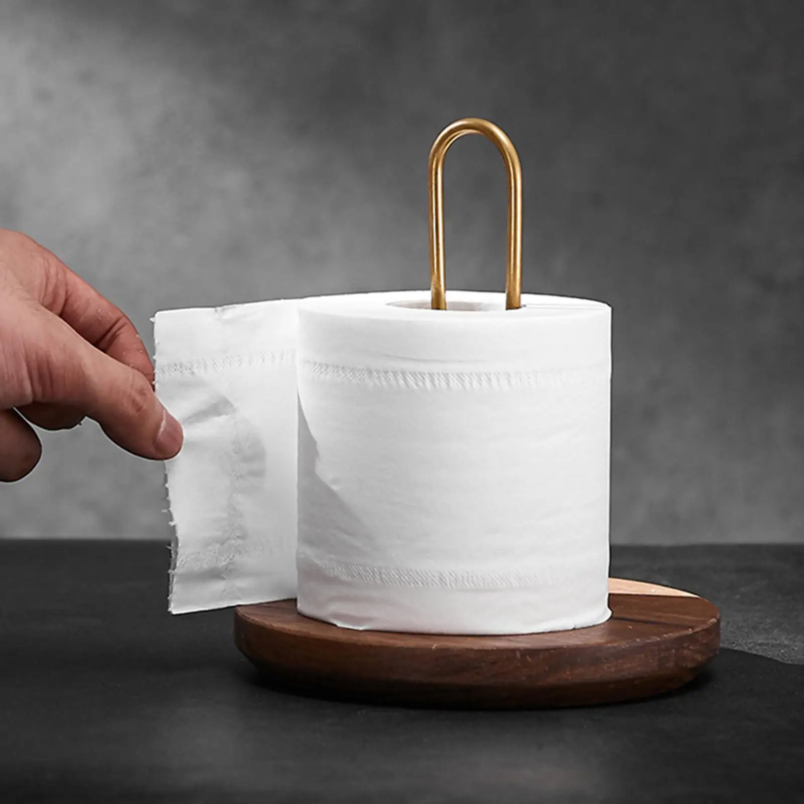 Roll Paper Towel Holder Bathroom Tissue Napkins Rack Wooden Tissue Holder for Kitchen Bedroom Countertop