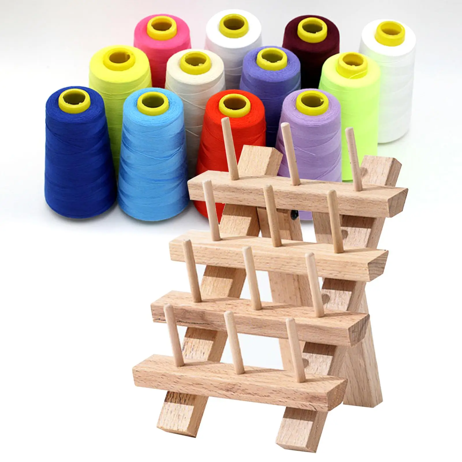 Sewing Thread Rack Holder Wood Spool Holder for Embroidery Braid Knitting