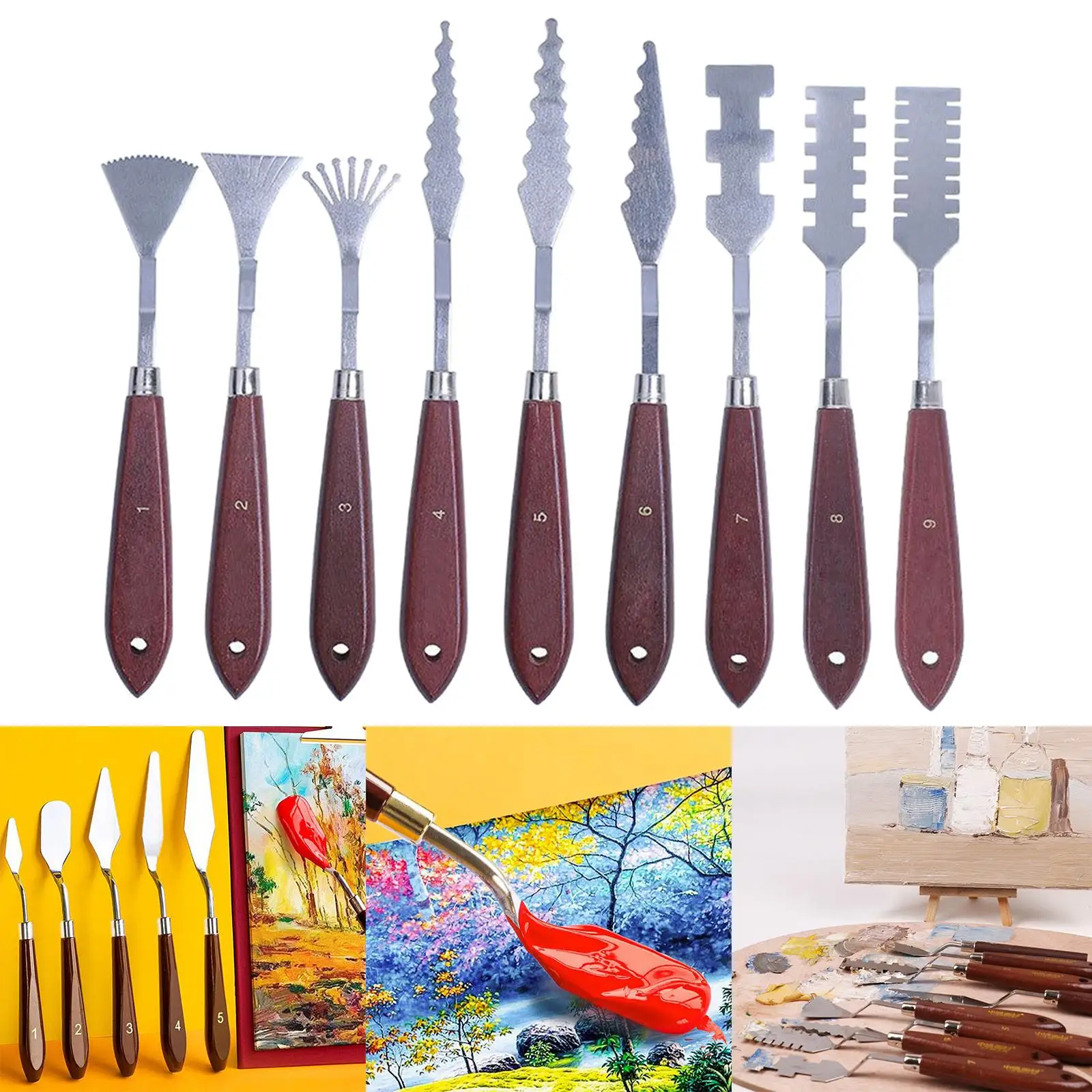 9/10/14 Pcs  Art Tools Acrylic Oil Painting Supplies    Set Drawing Tool Elastic Blade for Beginners Artists