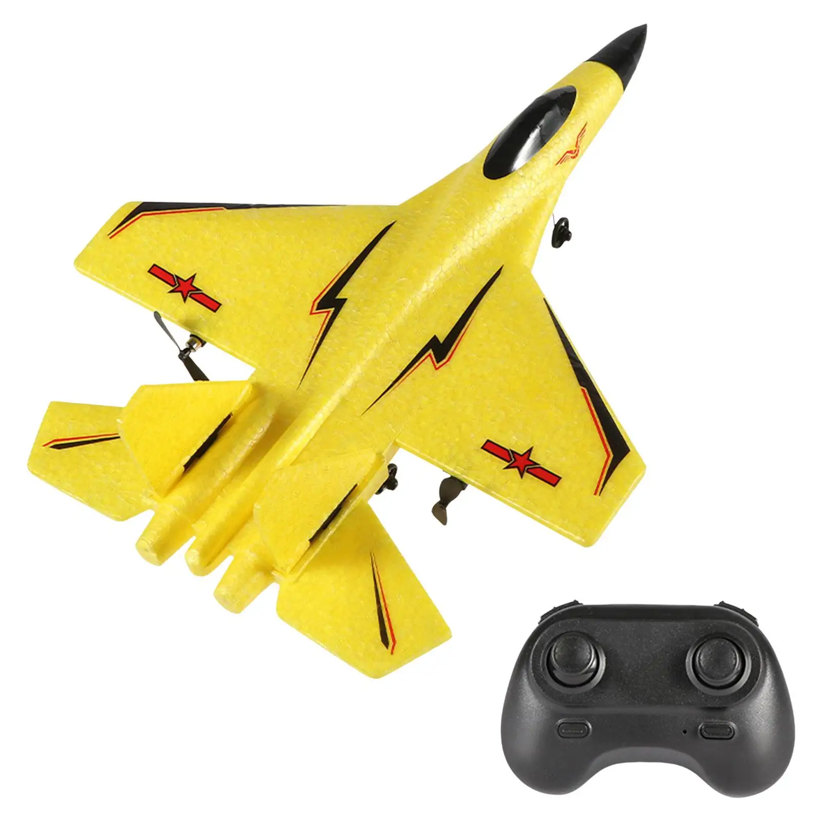 RC Jet Glider Foam Airplane for Kids Fighter Model Outdoor Toy Easy to Control Anti Falling with Cool Light 2CH RC Fixed Wing
