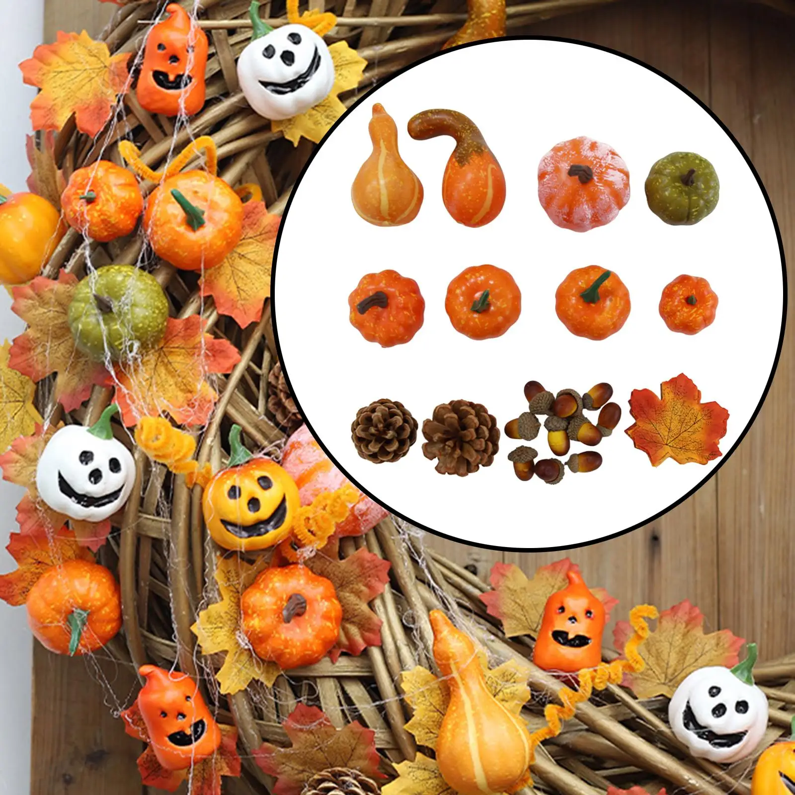 Artificial Pumpkins Set Small Simulation Foam Pumpkins Home Decor Fake Pumpkin for Tabletop Kitchen Mantle Living Room Christmas