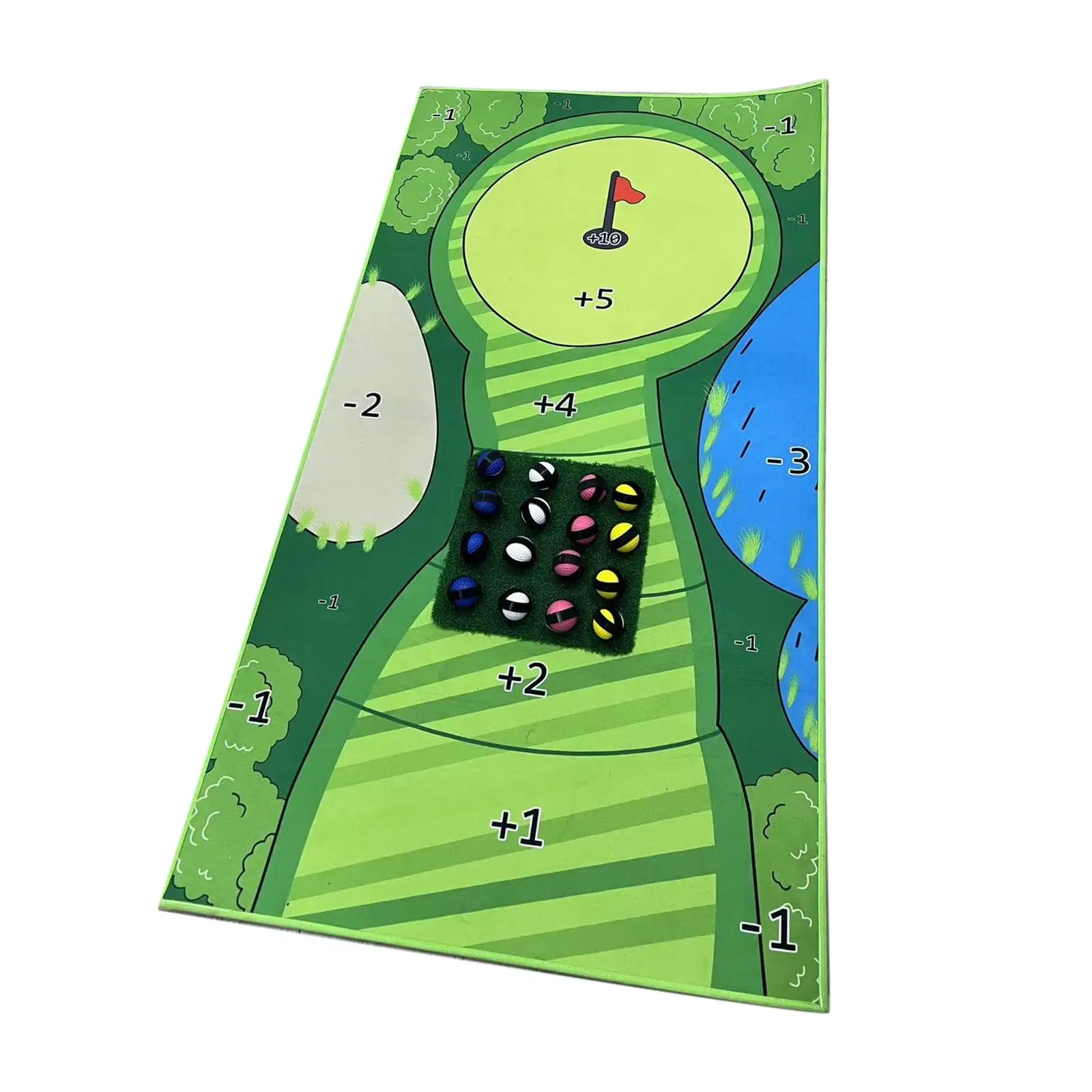 Portable Golf Grass Mat Training Carpet Driving Range Pad Practice with 16 Balls