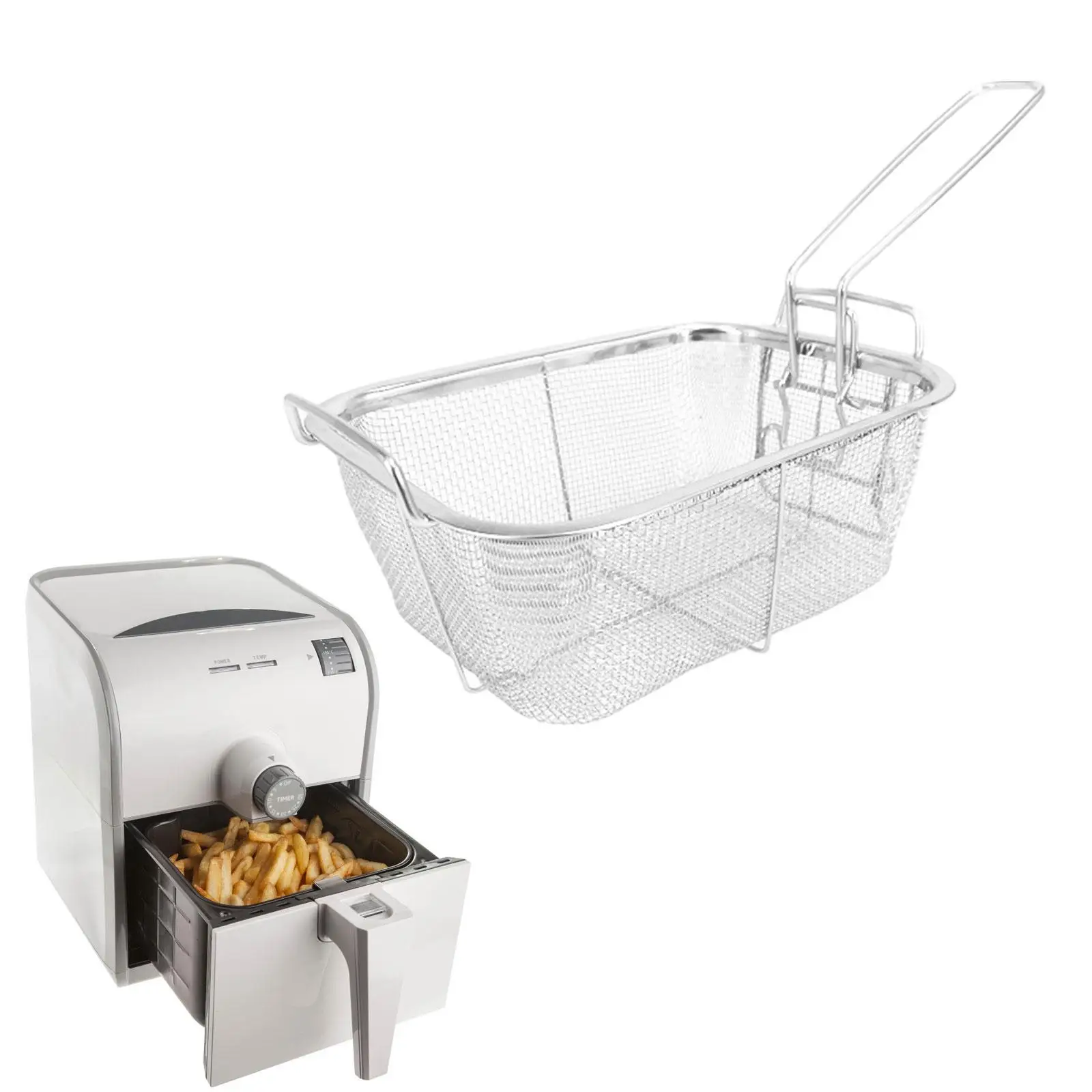 Wire Fry Basket French Fries Holder with Handle Mesh French Fry Chips Basket for Chips Restaurant Chicken Wing Barbecue