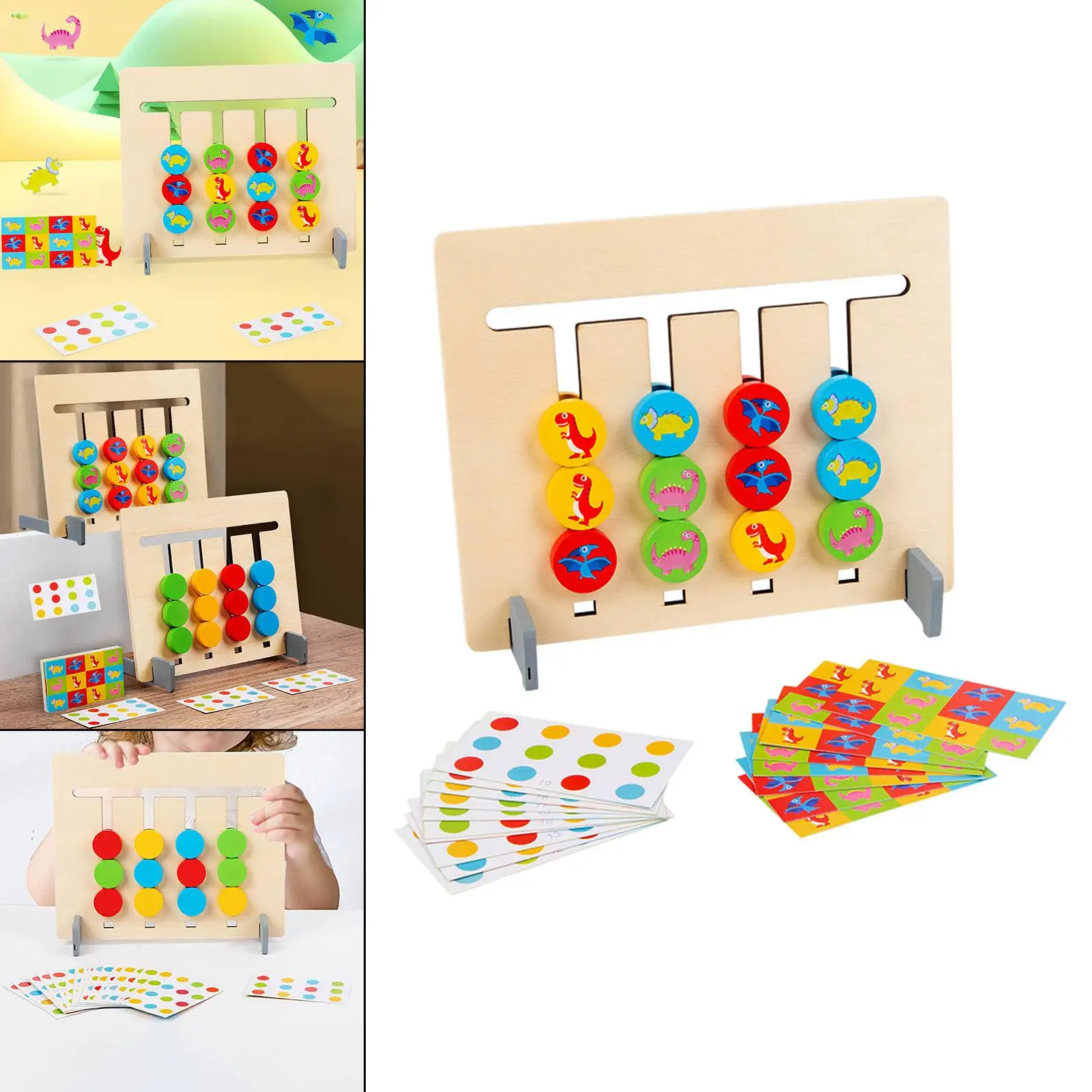 Montessori Slide Puzzle Toy Game Educational Learning Shape Color Matching Game Jigsaw Brain Teaser for Kids Children