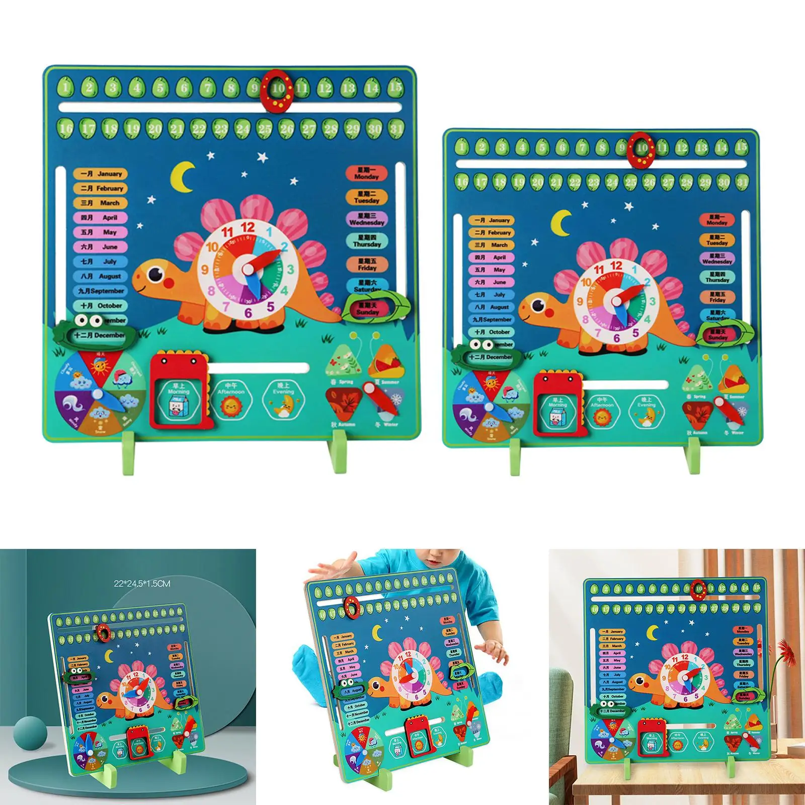 Wooden Learning Calendar Weather Season Time Cognitive Puzzles Learning Educational Toy for Girls