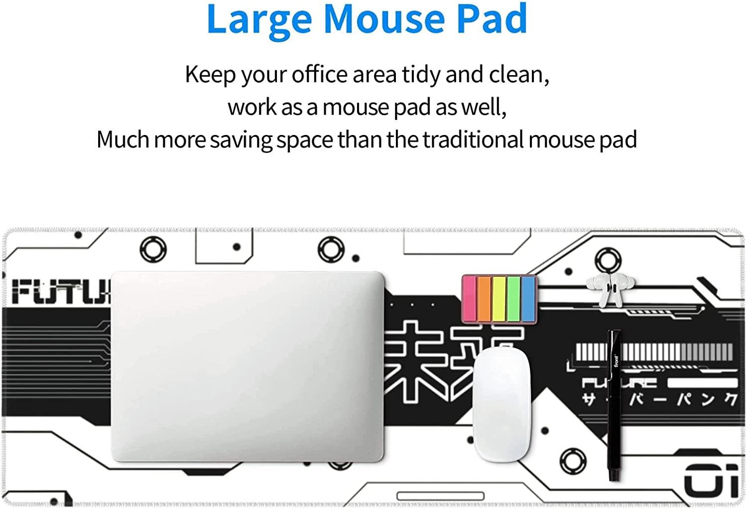 grande não deslizamento de borracha mousepad costurado