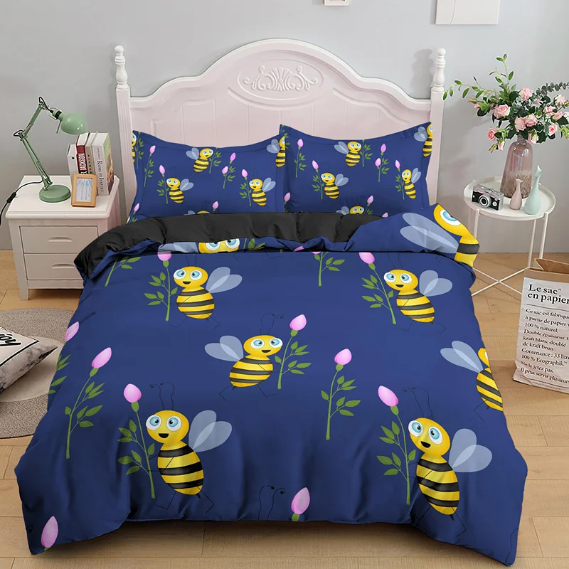 Luxury 3D Cute Bee Print Bedding Set