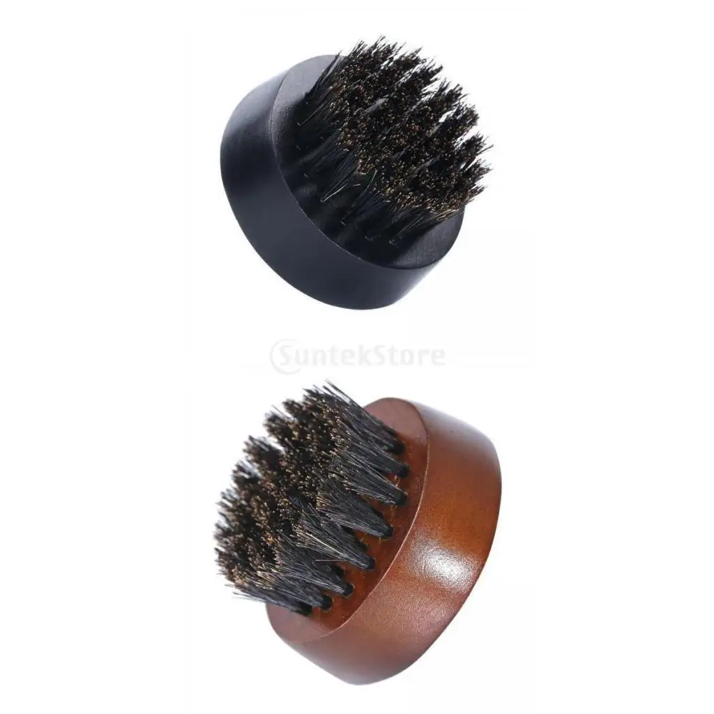 2 Pack Round Wood Beard Brush Styling Combs for Men Soften Facial Hair