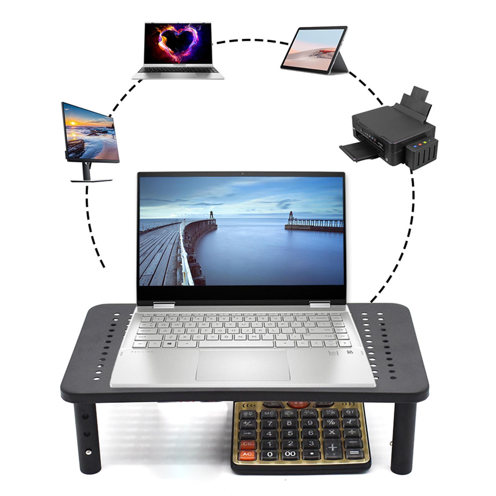 Monitor Stand Riser Ergonomics with Mesh Platform Metal Desktop Height Adjustable for Computer Printer PC Laptop Office Supplies
