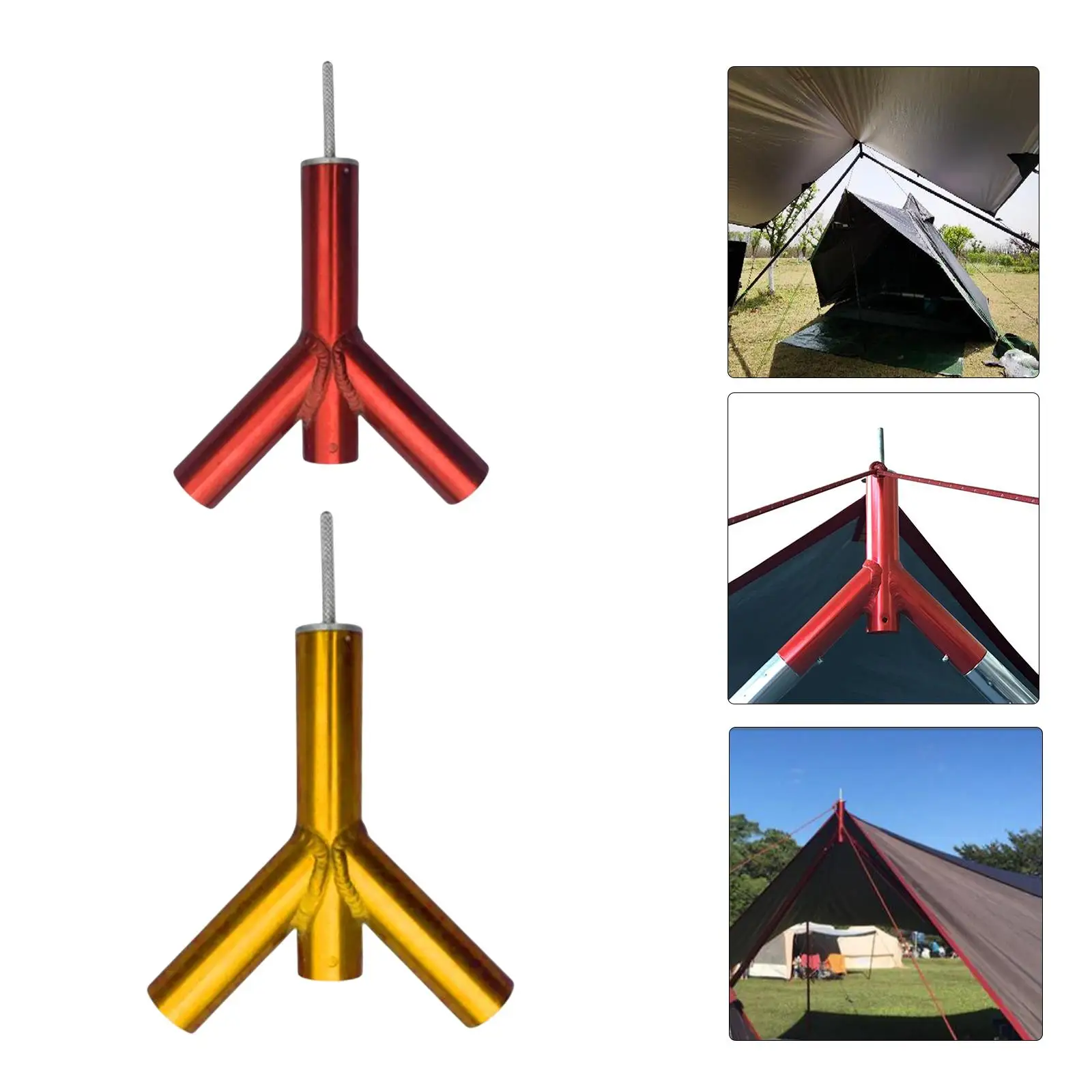 Aluminum Alloy Camping Tent Tarp Poles Canopy Awning Rod Support Three Way Stick Bar for Bimodal Tent Tent Fly Sunshade Hiking
