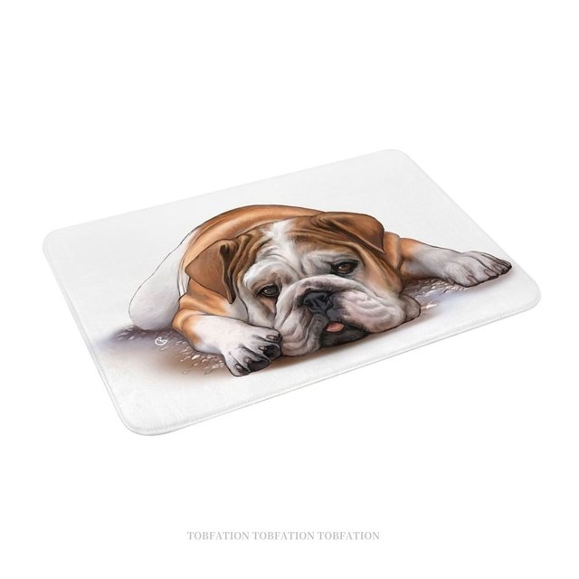 Bulldog Bath Mat, Humorous Photo of a Gentleman Dog Resting in a Chair with  Glass of Drink and Cigar, Non-Slip Plush Mat Bathroom Kitchen Laundry Room  Decor, 29.5 X 17.5 Inches, Multicolor