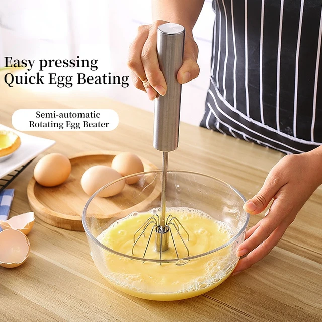 Semi-automatic Egg Beater 304 Stainless Steel Egg Whisk Manual Hand Mixer  Self Turning Egg Stirrer Egg Tools Kitchen Accessories - AliExpress