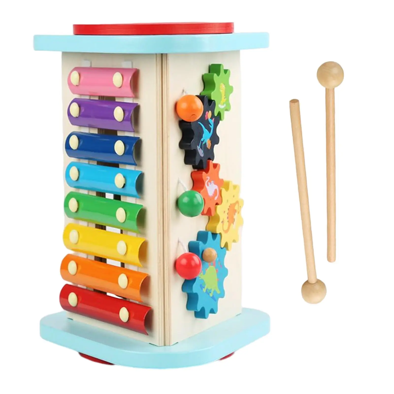 5 in 1 Wooden Music Toy Early Learning Fine Motor Skills Sturdy Colorful Multifunctional Baby Musical Instruments Toy for Gifts