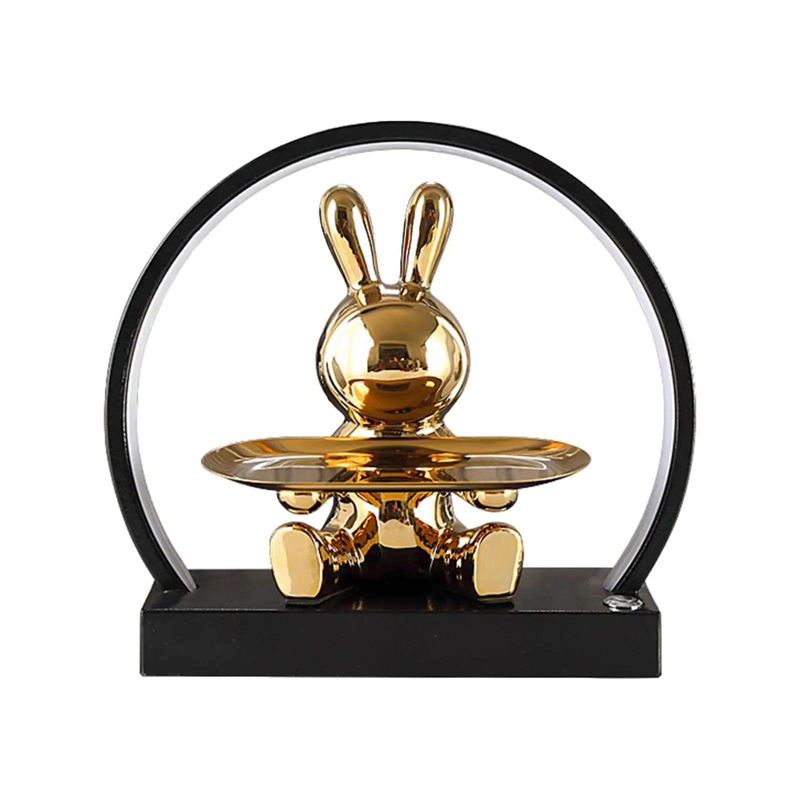 Rabbit Figurine Ceramic Sculpture Jewelry Earrings Tray Bunny Figurine Statue Table Organizer Home Decorations for Restaurant