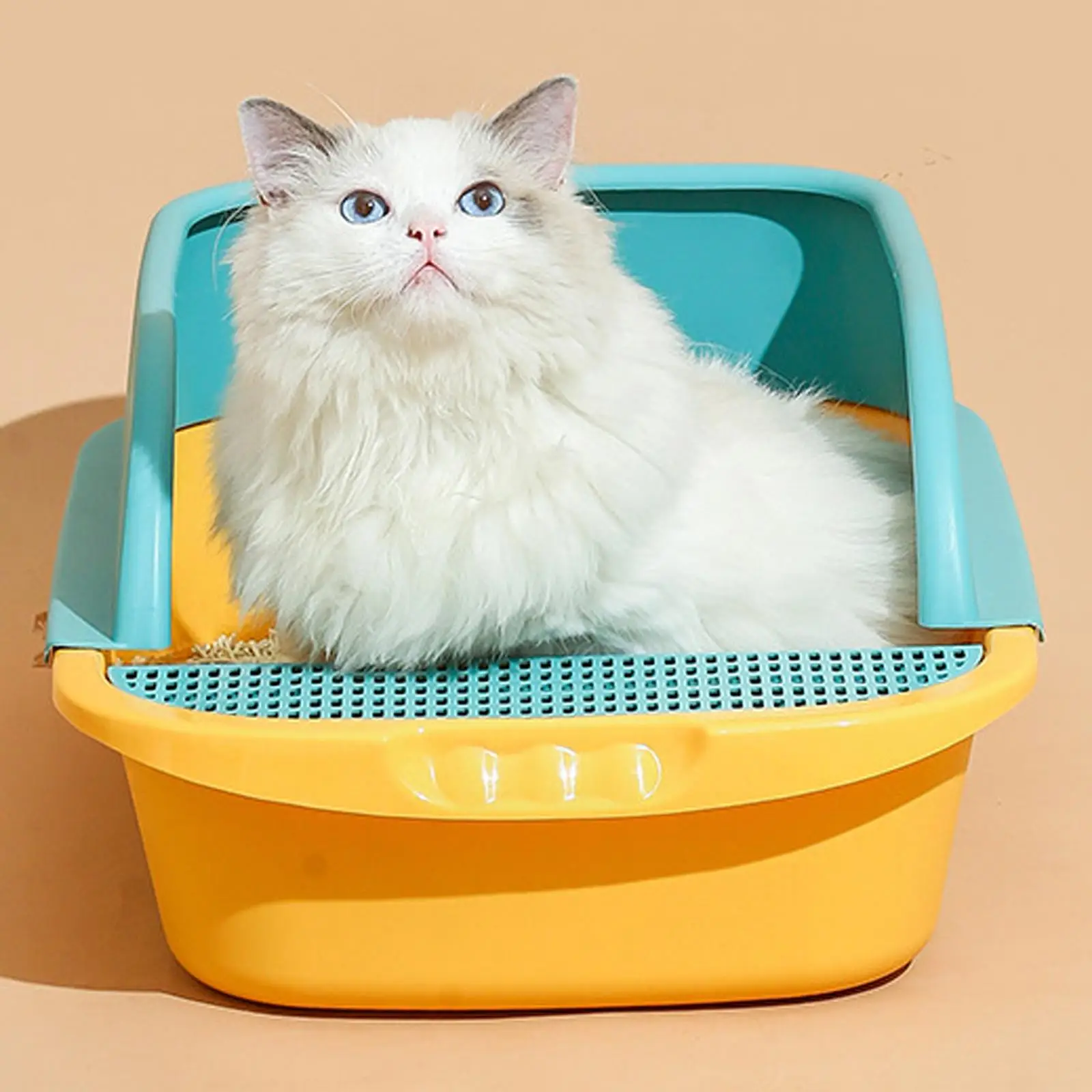 Anti Splashing Cat Litter Box High Sided Rim Durable Detachable  Tray Bedpan Semi Open Toilet for Sand Box Supplies