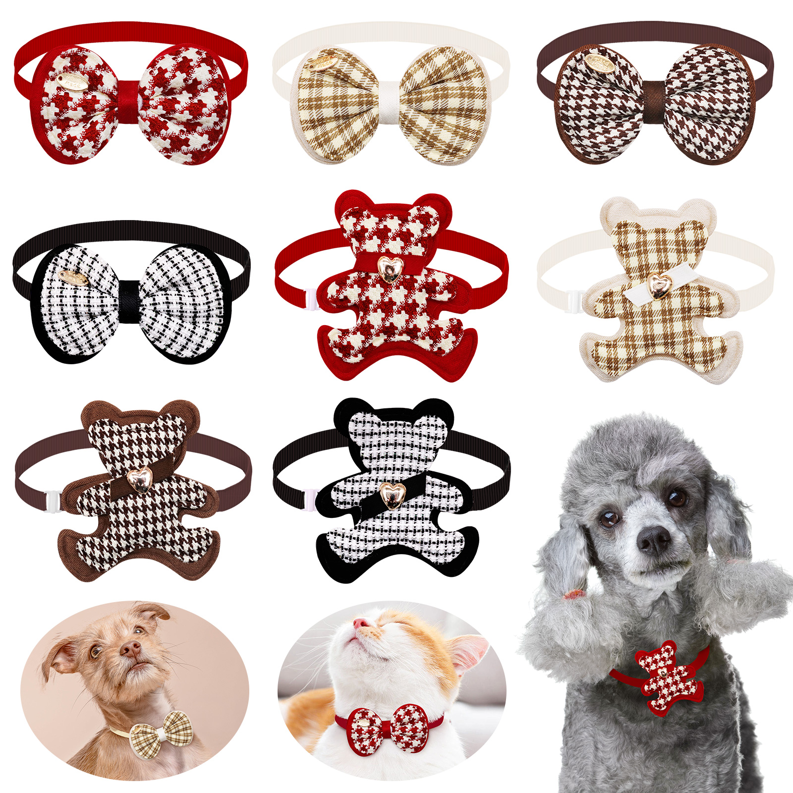 50/100psDog Fliege Mode Bögen Für Hund Kleine Hund Katze Bowties Kragen Haustier Hund Bögen Hund Pflege Zubehör für Kleine Hunde Katzen – Detail 1
