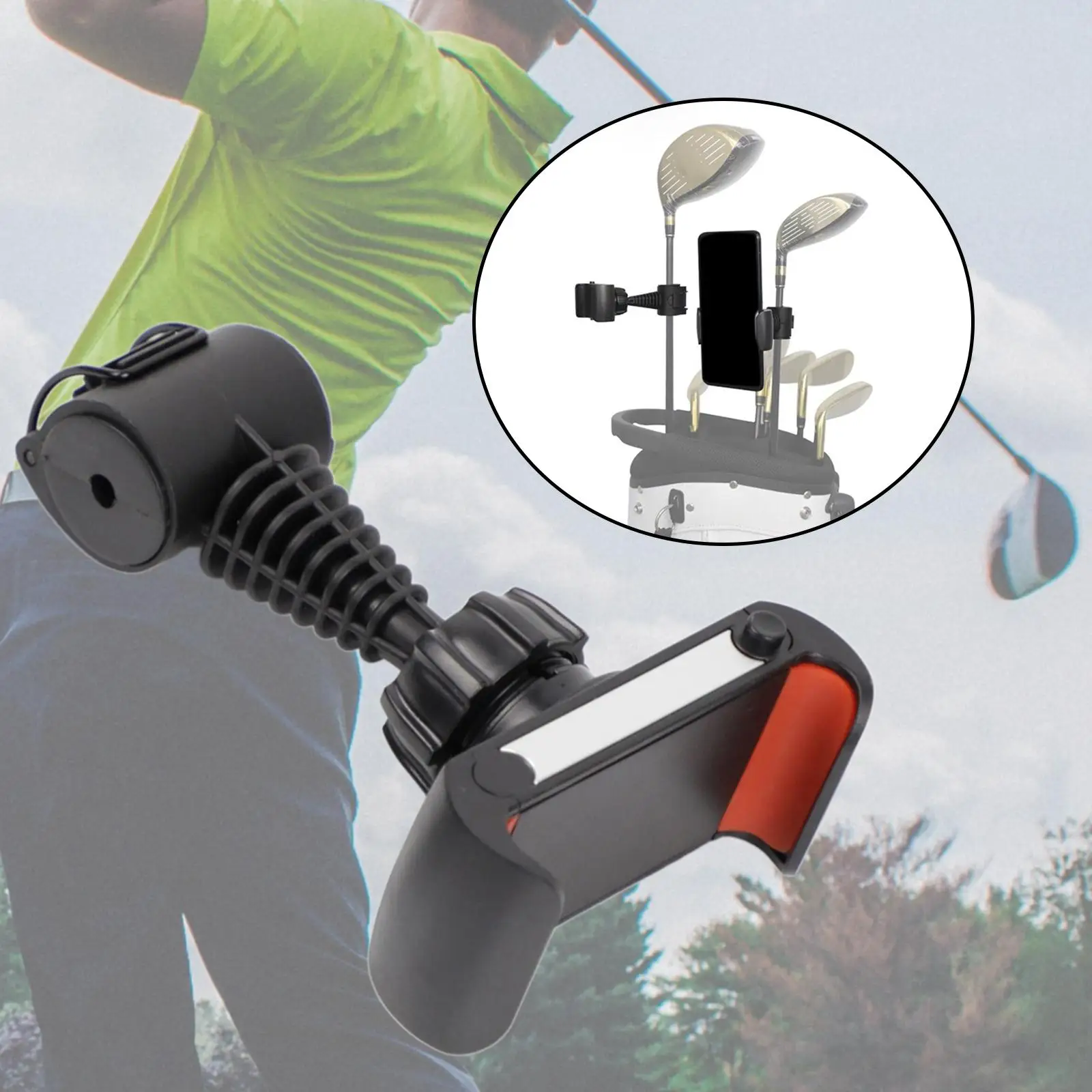 Golf Phone Holder Mount Multifunction Sturdy 360 Degree Practical Bracket Clip for Mobile Swing Recording Putting Short Game