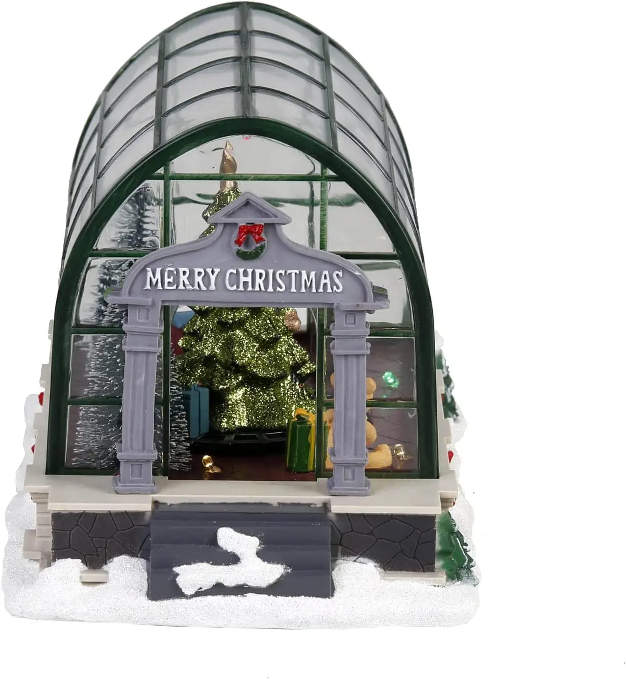 Animated Lighted Christmas Village Greenhouse Collectible House Ballroom Disply Xmas Home Accent Fireplace Decoration Musical