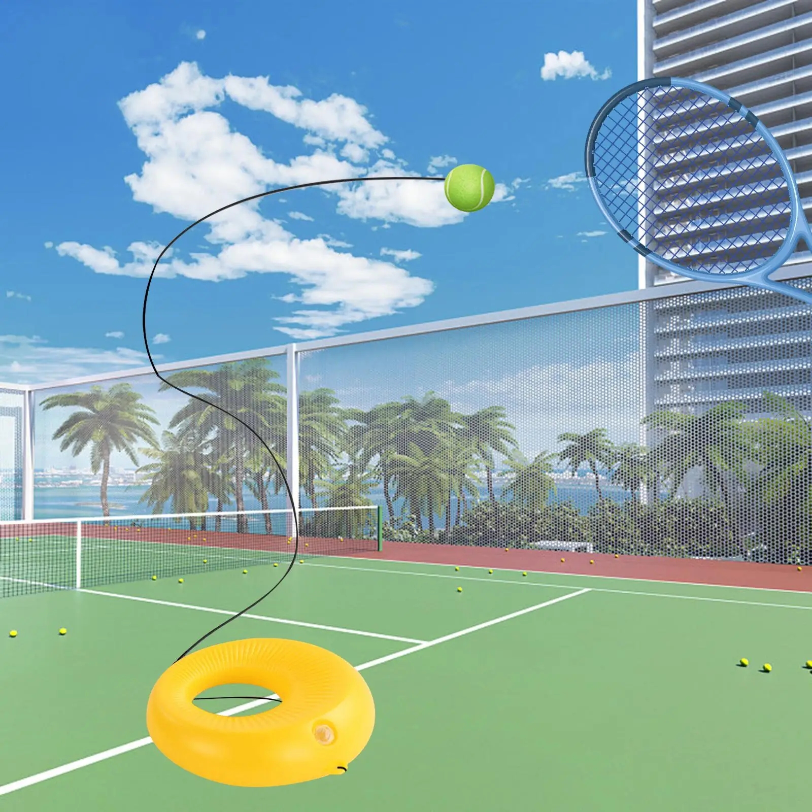 Tennis Rebounder with String Parent Child Toy Portable Tennis Trainer Practice