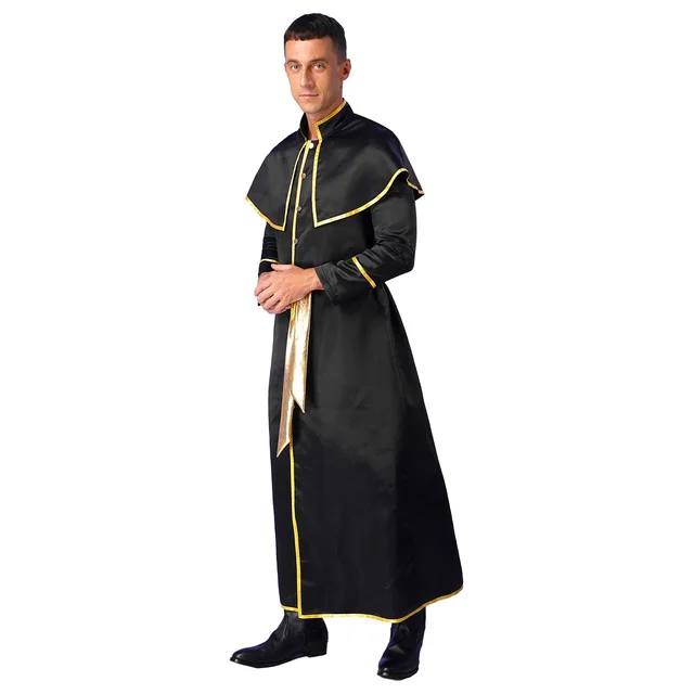 Adult Black Noble Priest Costume Men Religious Pastor Father Costumes  Halloween Purim Party Mardi Gras Fancy Dress - AliExpress