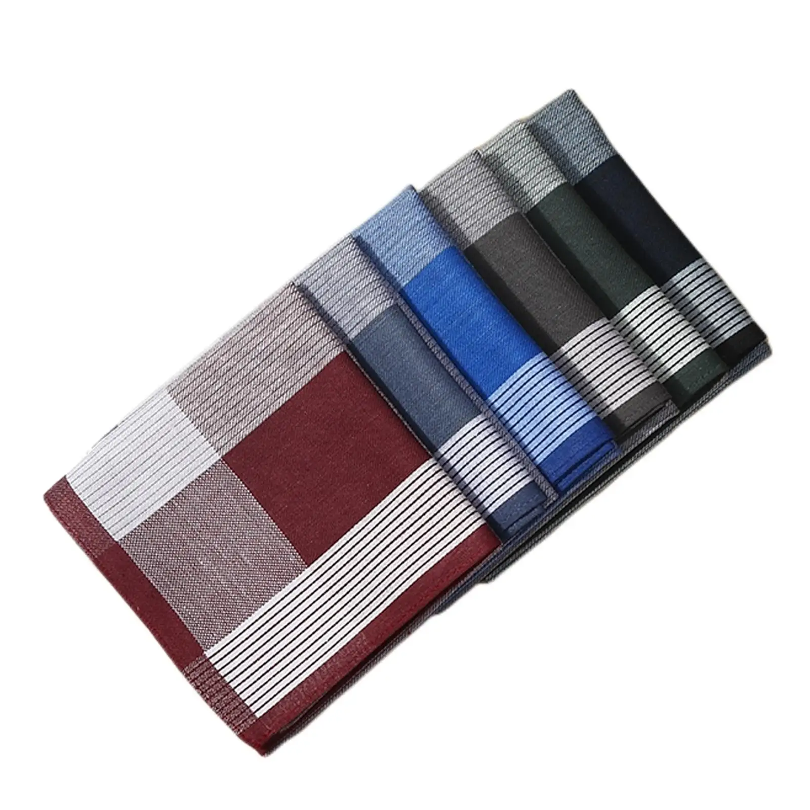 6x Classic Pocket Square Hankies Gift 43cm Assorted Color Cotton Men`s Handkerchiefs for Birthday Celebration Prom Formal Casual
