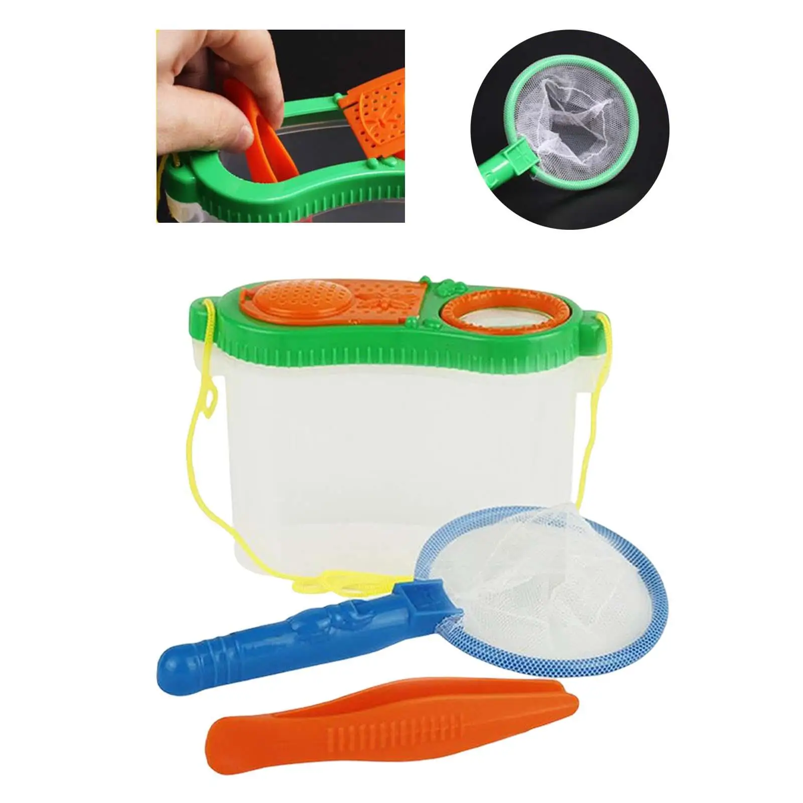 Portable Magnifying Glass Backyard Bug Catcher Box and Net Pocket Tweezers