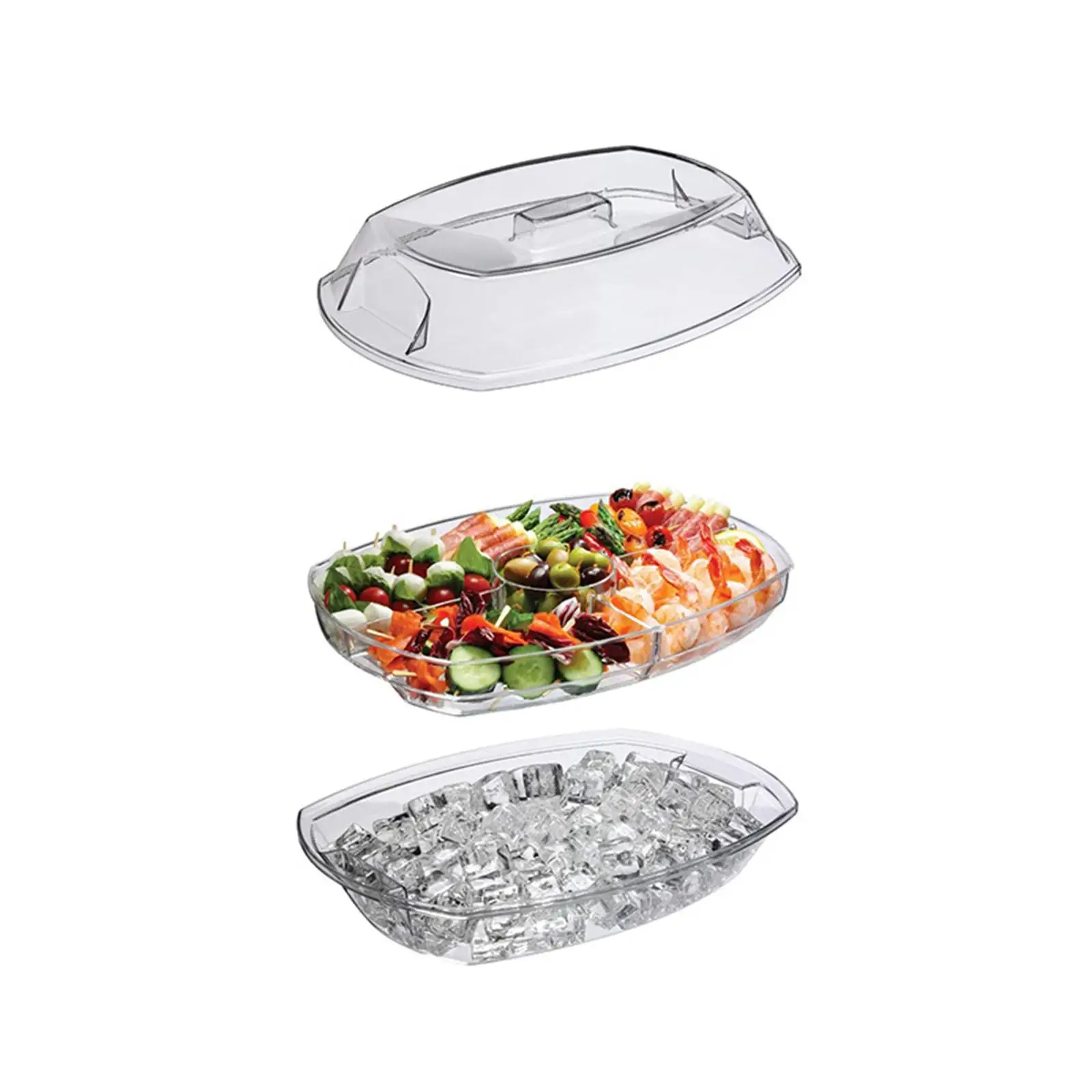Fruit Ice Serving Tray 4 Compartments Multipurpose Shrimp Serving Dish Sturdy