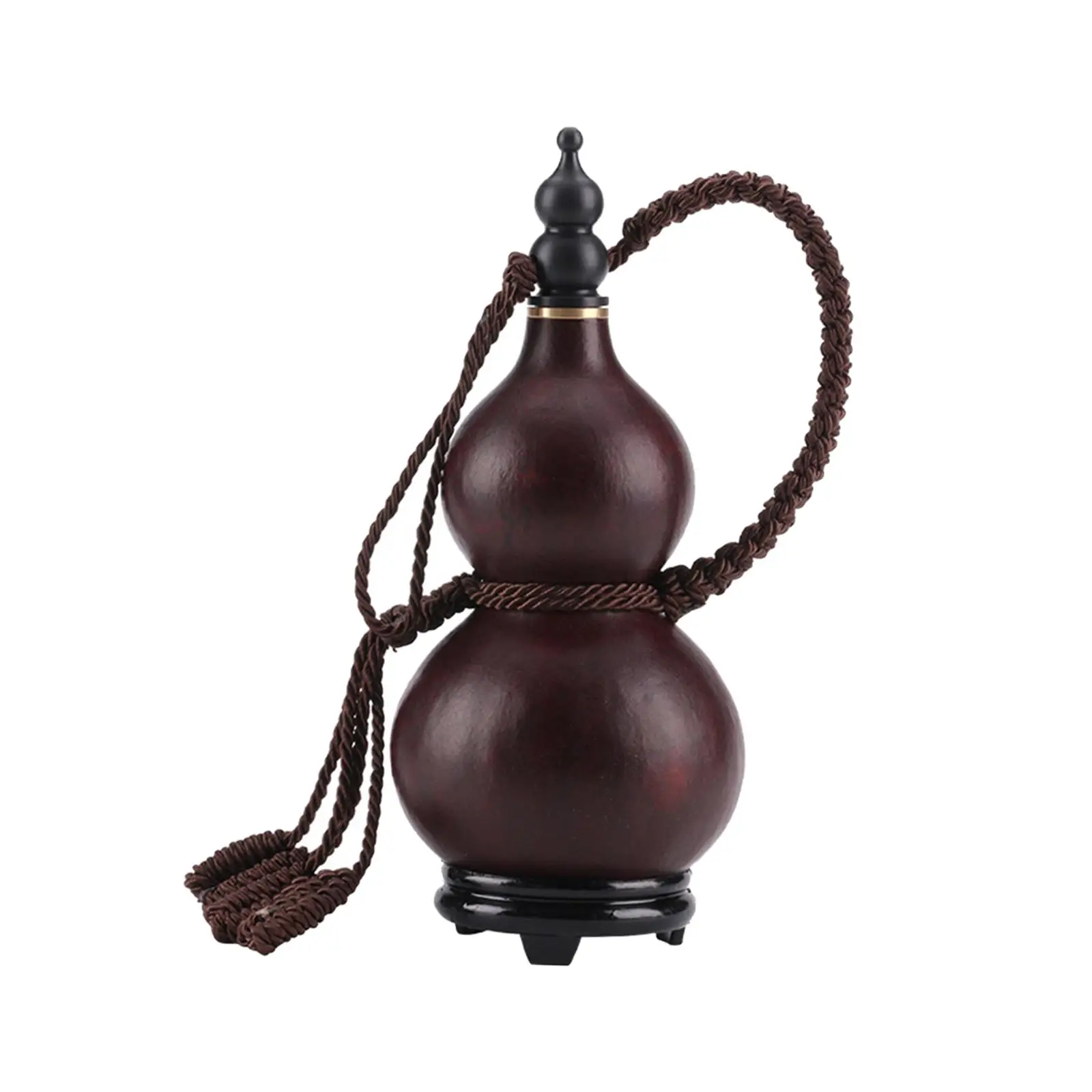 Traditional Gourd Wine Bottle Hollow Calabash with Lid Drinking Gourd Portable for Drinks Holder Indoor Craft Outdoor Decoration