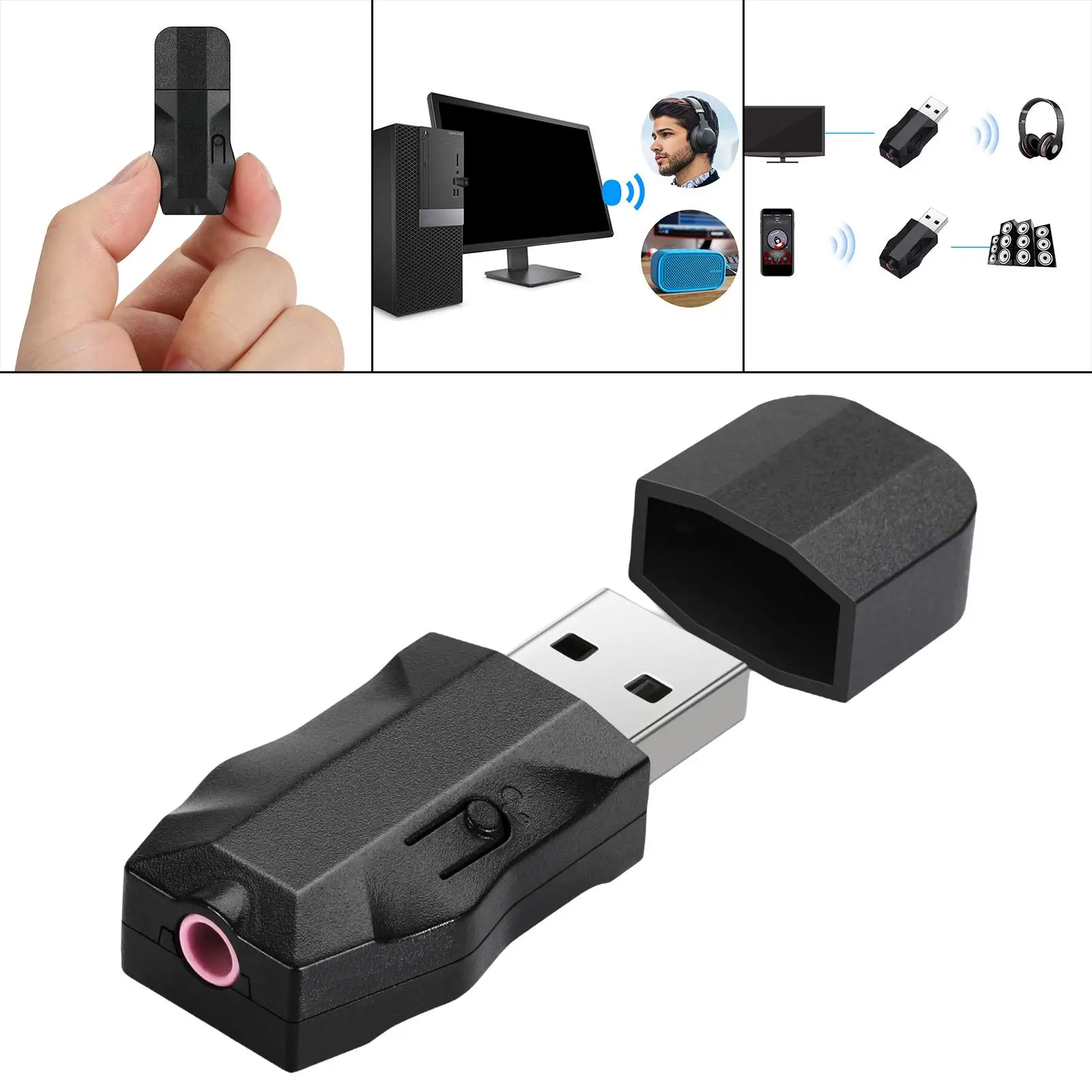 USB Cable Bluetooth TV Adapter 2 in 1 Auxiliary Adapter Mini TX2 Bluetooth Adapter for TV for Home Theater Headphones Speakers