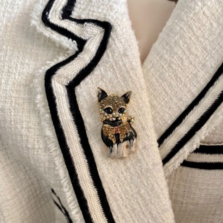 Nette Luxus Emaille Katze Broschen für Frauen Mode Strass Elegante Kitty Brosche Pin Kristall Tier Pins Schmuck Zubehör – Detail 5