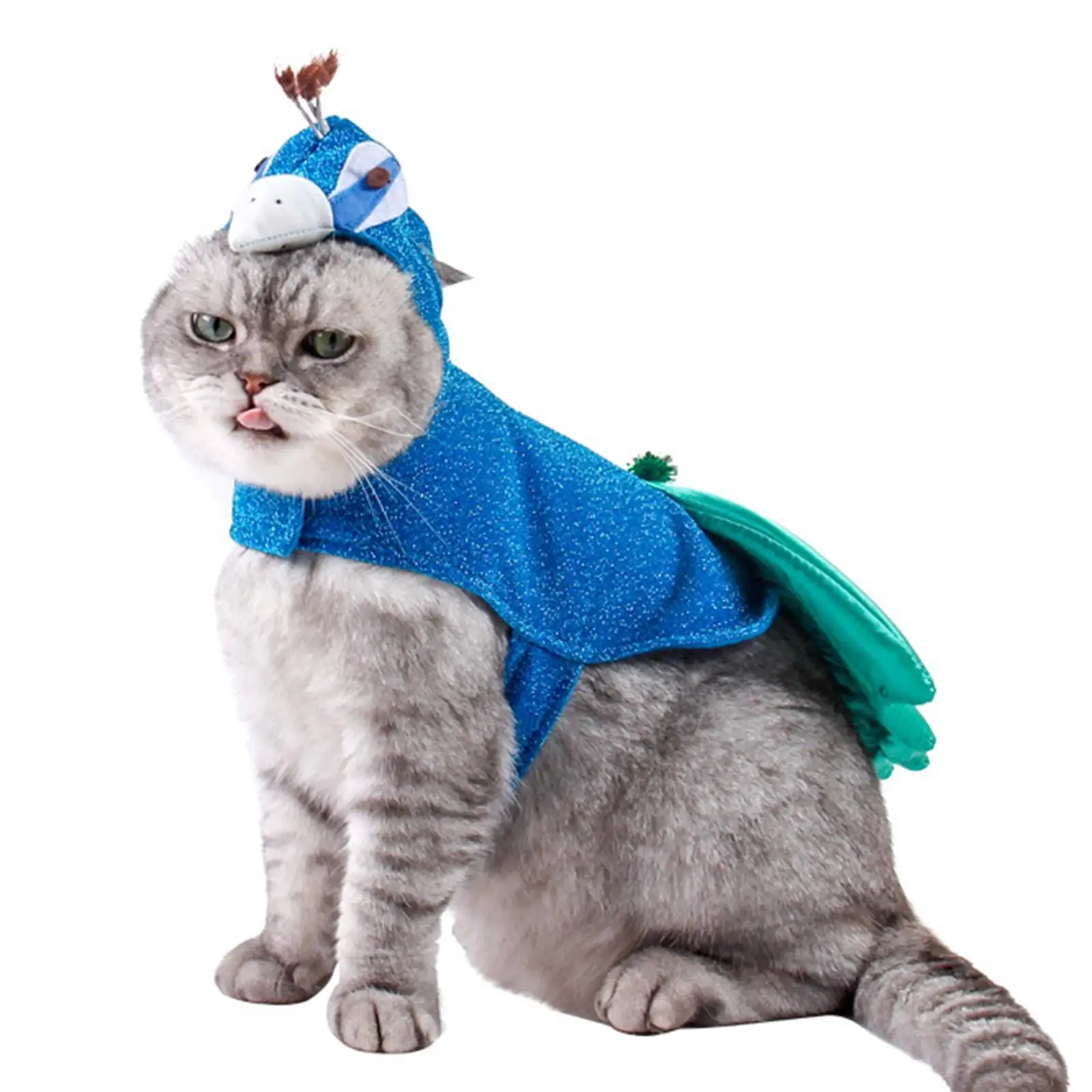 Adjustable Cat Peacock Costume Hat Coat Outfit Pet Clothes for Rabbit Party