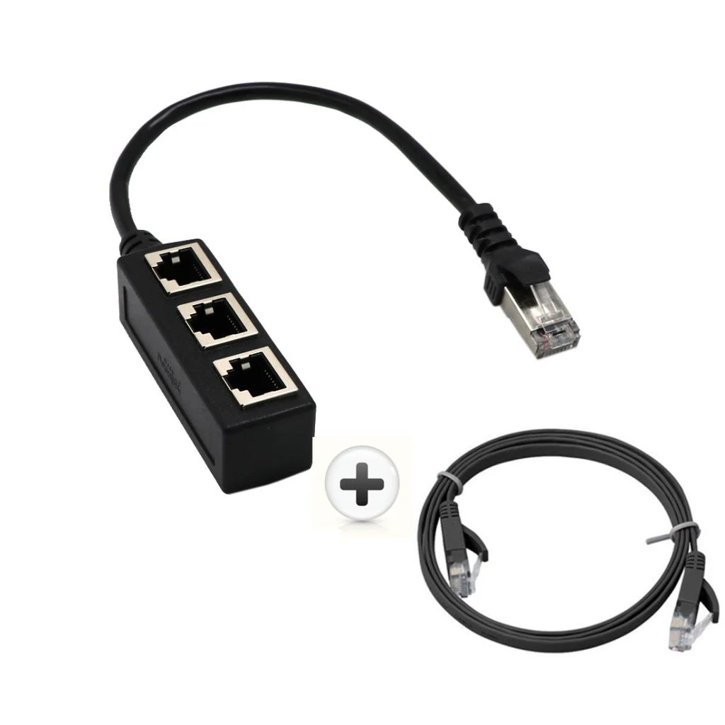  Male To 3 Female Port Network Extender Cable Splitter& Cable