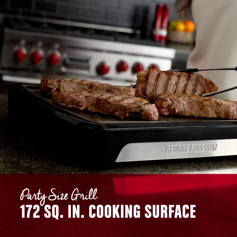 Title 3, 2023 George Foreman Party Size Open Grate Smoke...