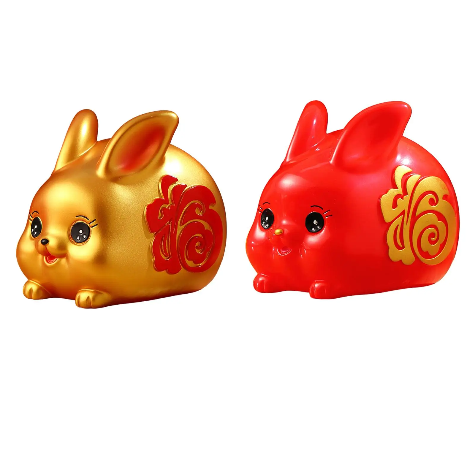 Chinese Style Lucky Rabbit Money Bank Bunny Figurines Money Saving Pot Jar Sculpture for Home Decoration Household Boys Adults