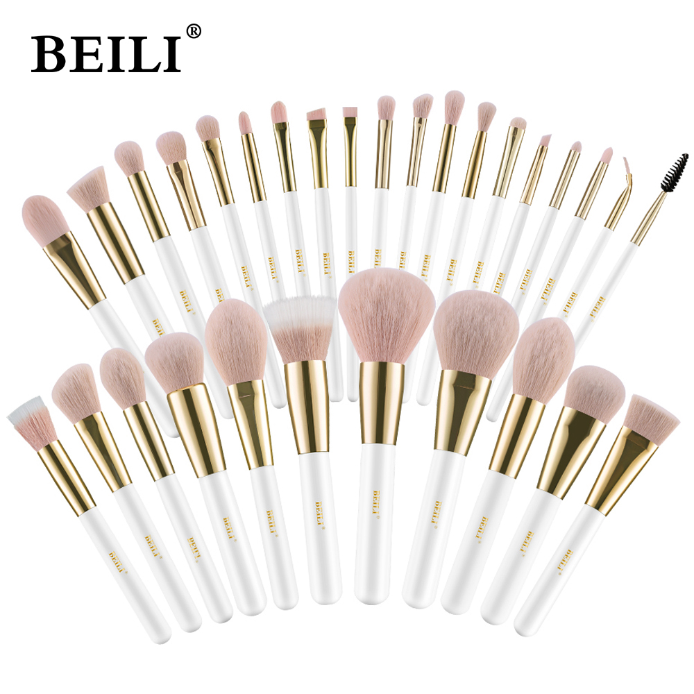 Best of BEILI White Gold Makeup Brushes Professional Foundation Eyeshadow Powder High Quality Pink Synthetic Brush Set кисти для макияжа Reviews & Tips