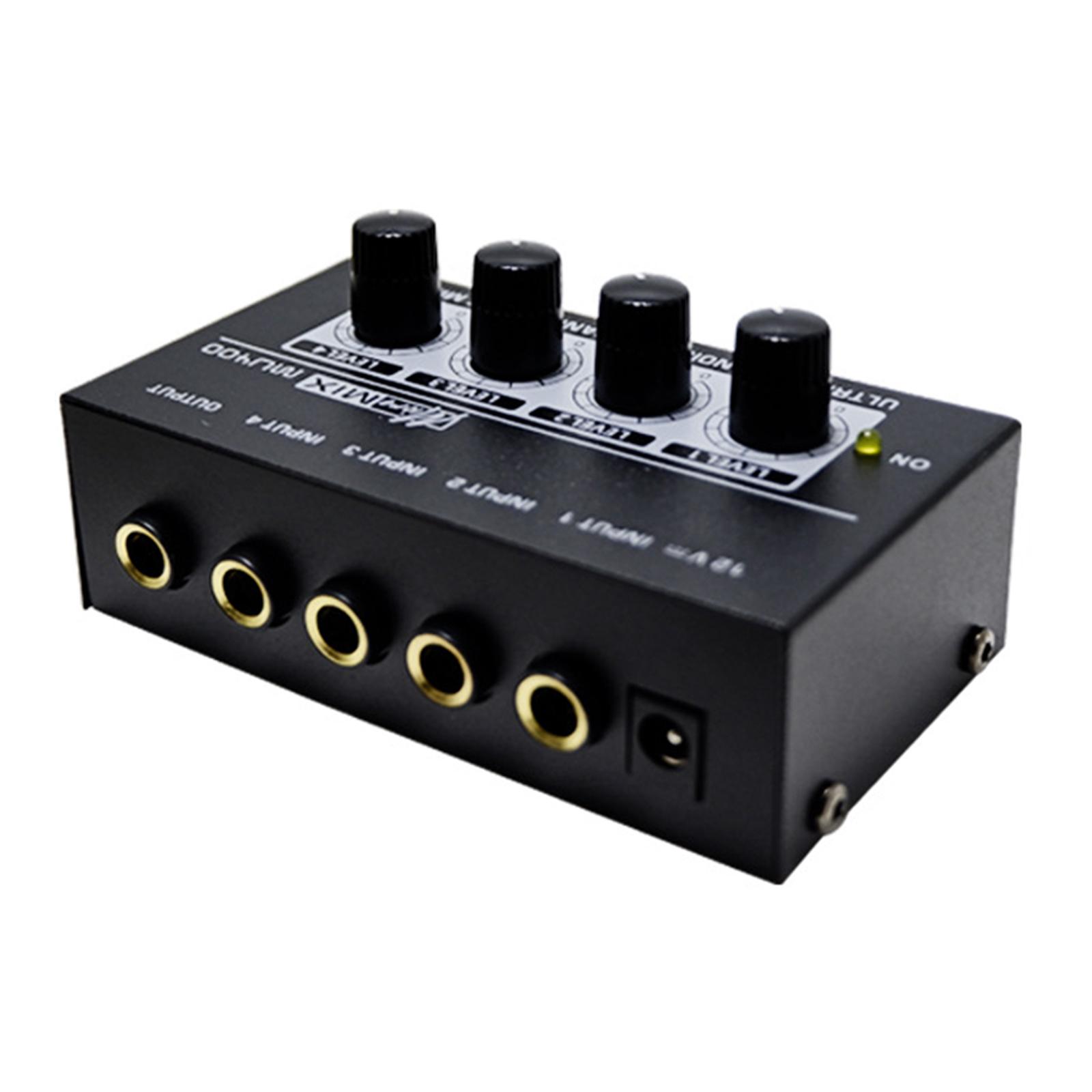 Mini Audio Mixer High Sound Quality 12V 4 Input Audio Mixer for Small Clubs or Bars CD Player Computer Recording Live and Studio