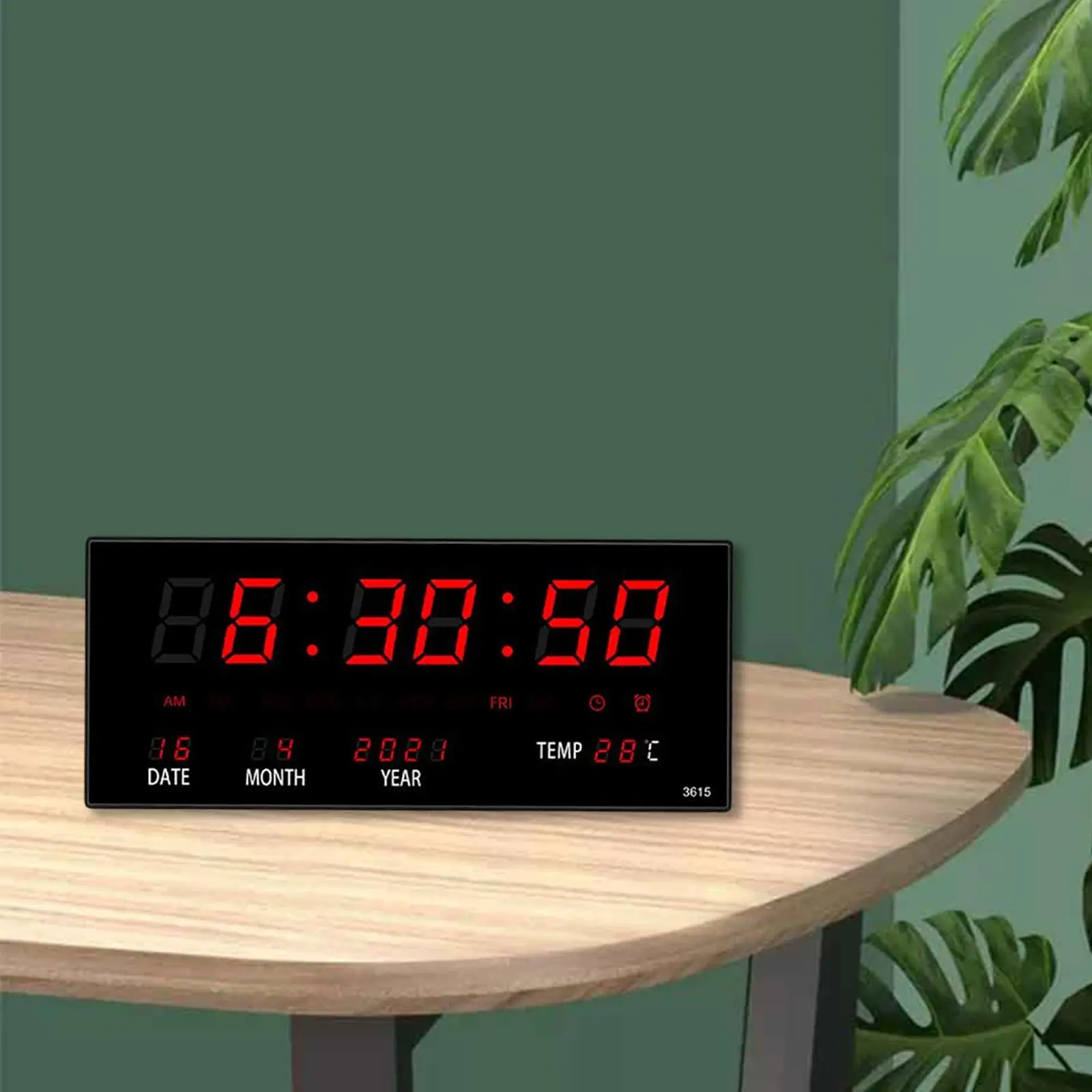 Wall Digital Clock with Date Temperature Kitchen Garage Home Decoration