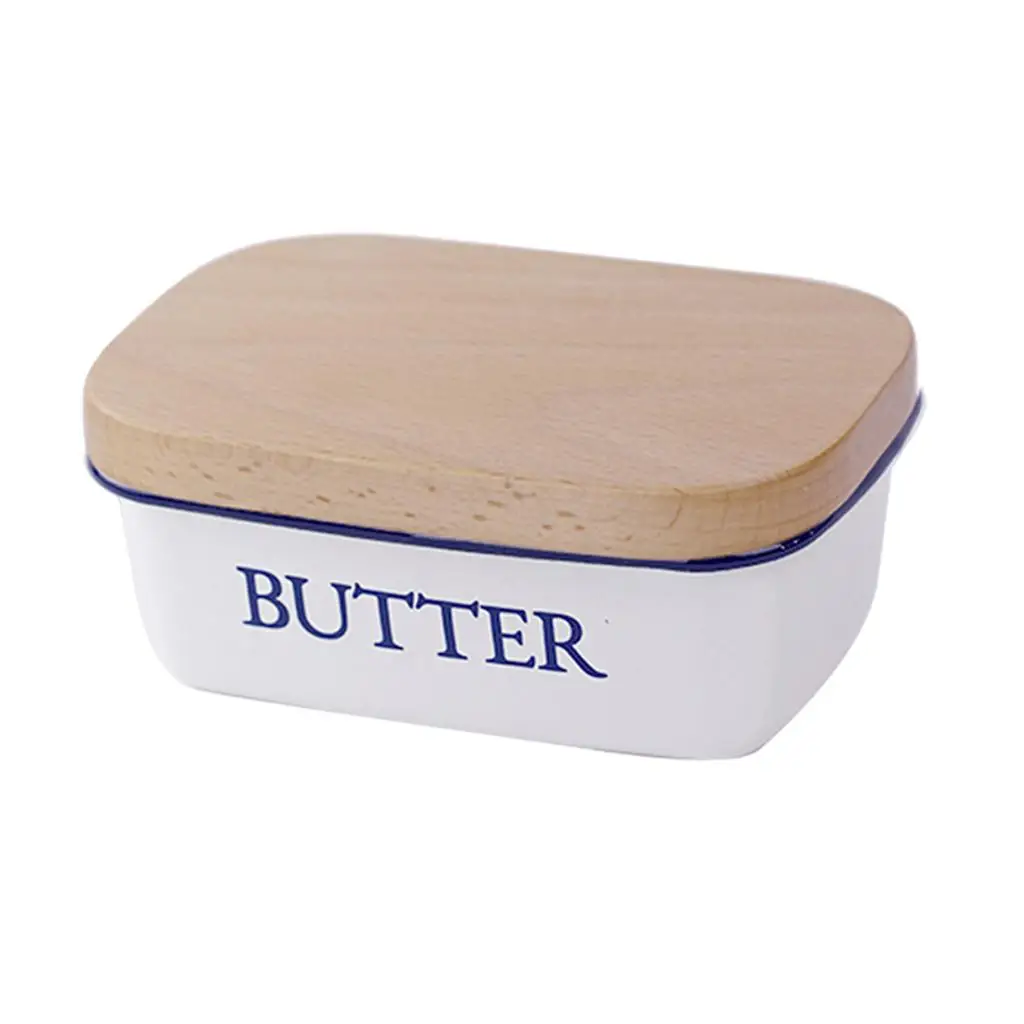 Enamel Butter Dish with Lid Airtight Multifunctional for Countertop Cheese