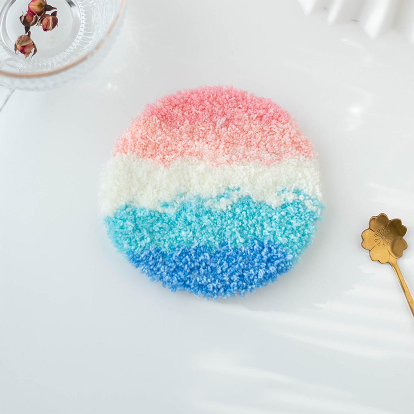 Punch Needle Coasters Kits, DIY Rug Hooking Kit for Adults Kids Beginner with Embroidery Hoop Yarn Rug Punch Needle Tools Set