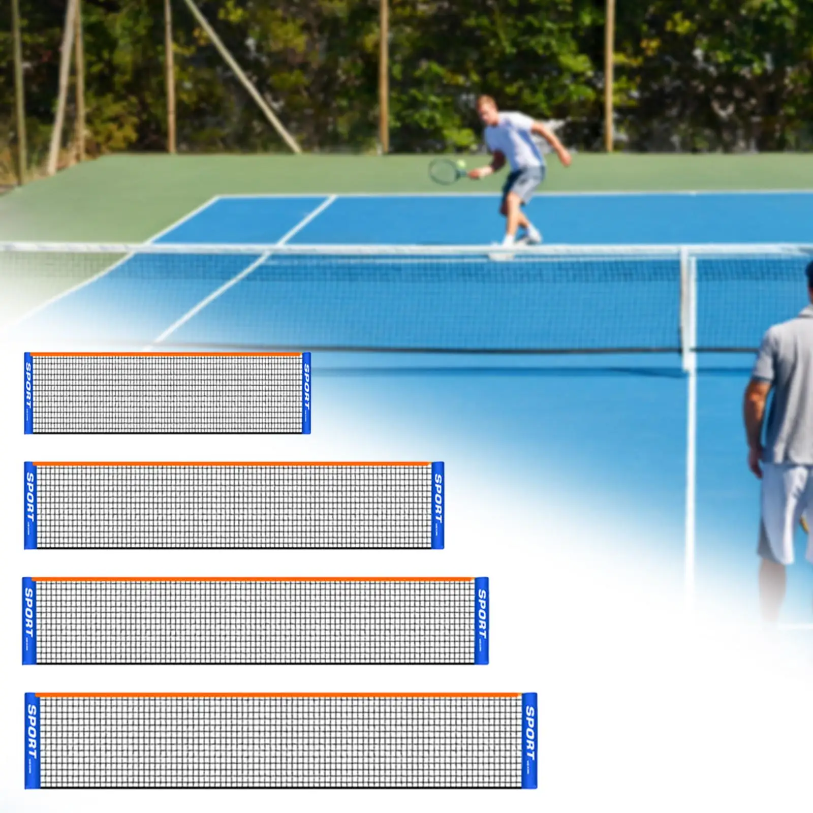 Tennis Net Replacement Easy Assemble Portable Multifunctional Mesh Volleyball Net for Competition Training Friends Yard Sports