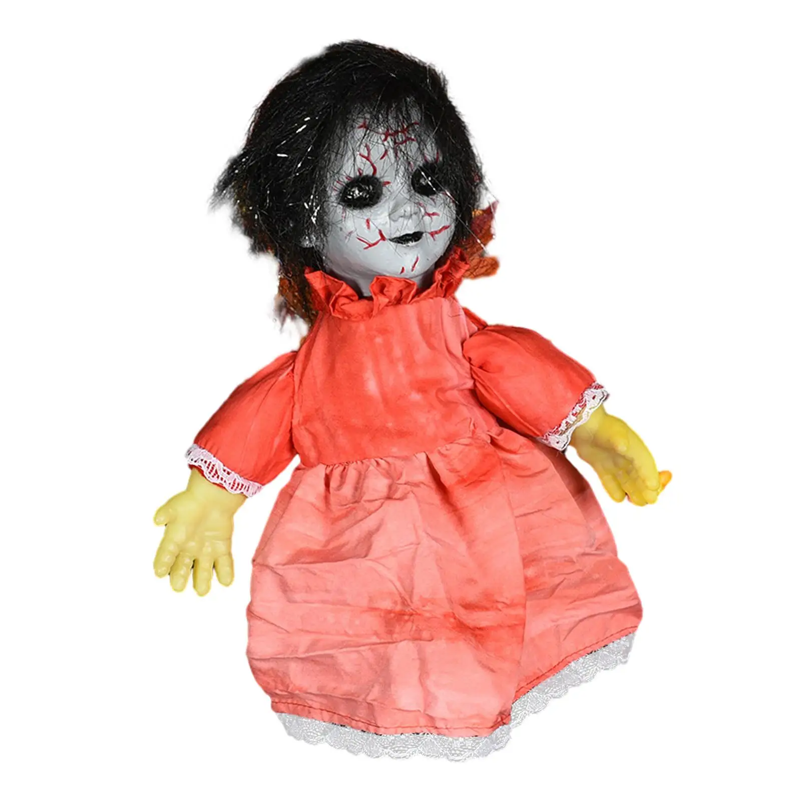 Creepy Halloween Dolls Holiday Decor Terror Decoration Toy Light up Eyes Haunted Doll for Home Indoor Outdoor Halloween Bar