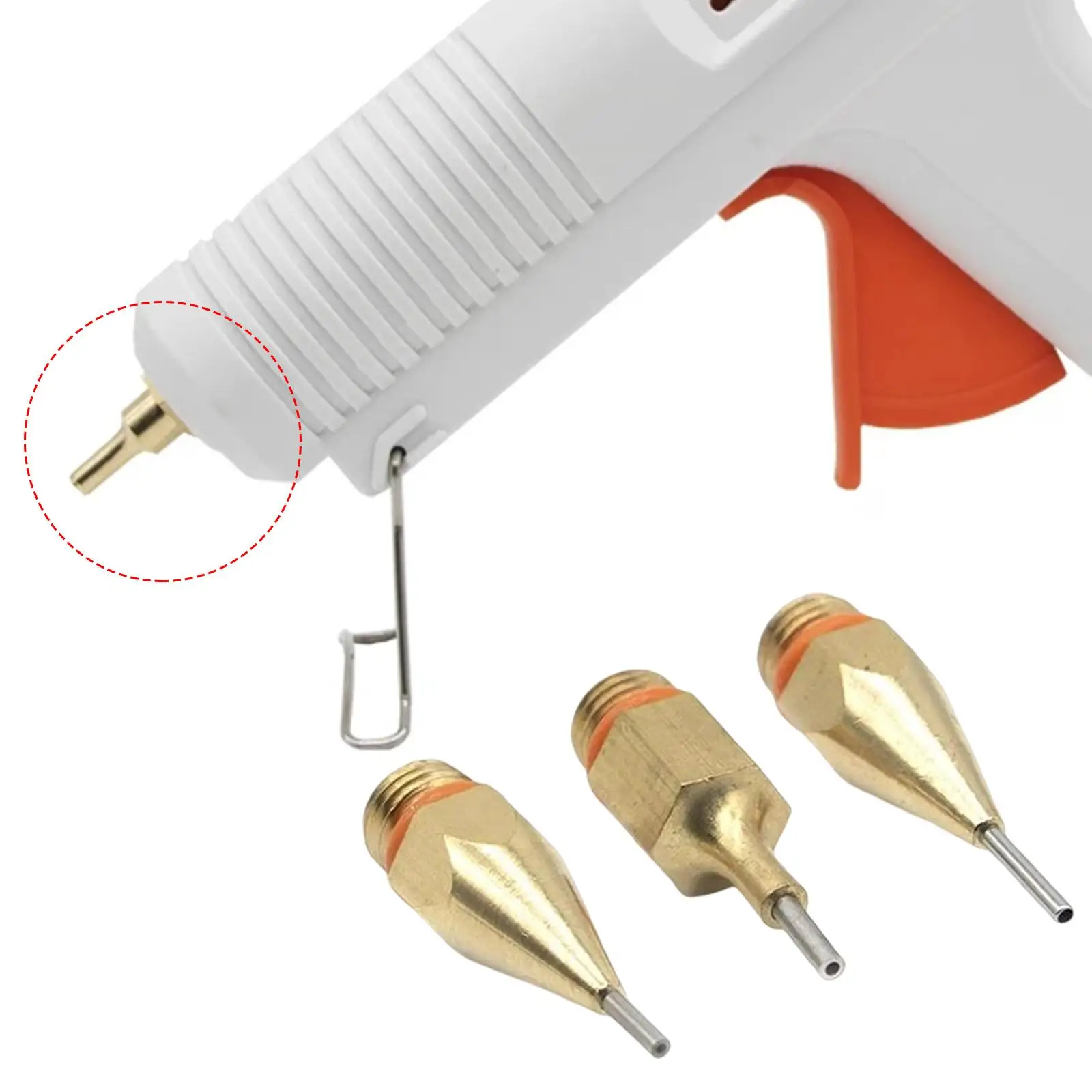 3Pcs Hot Glue Tool Nozzles Replaceable Parts 7/16Inches Thread Copper Nozzle