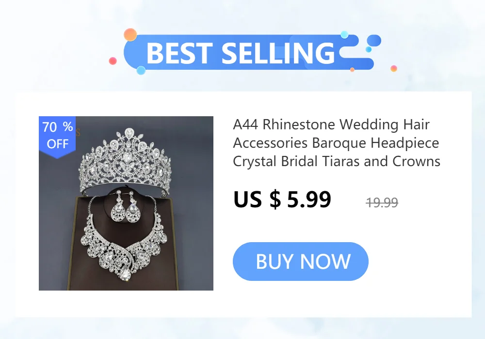 A111 Wedding Tiaras and Crowns for Bride Headwear Earring Necklace Jewelry Set Bridal Headpiece Rhinestone Headband Queen Diadem