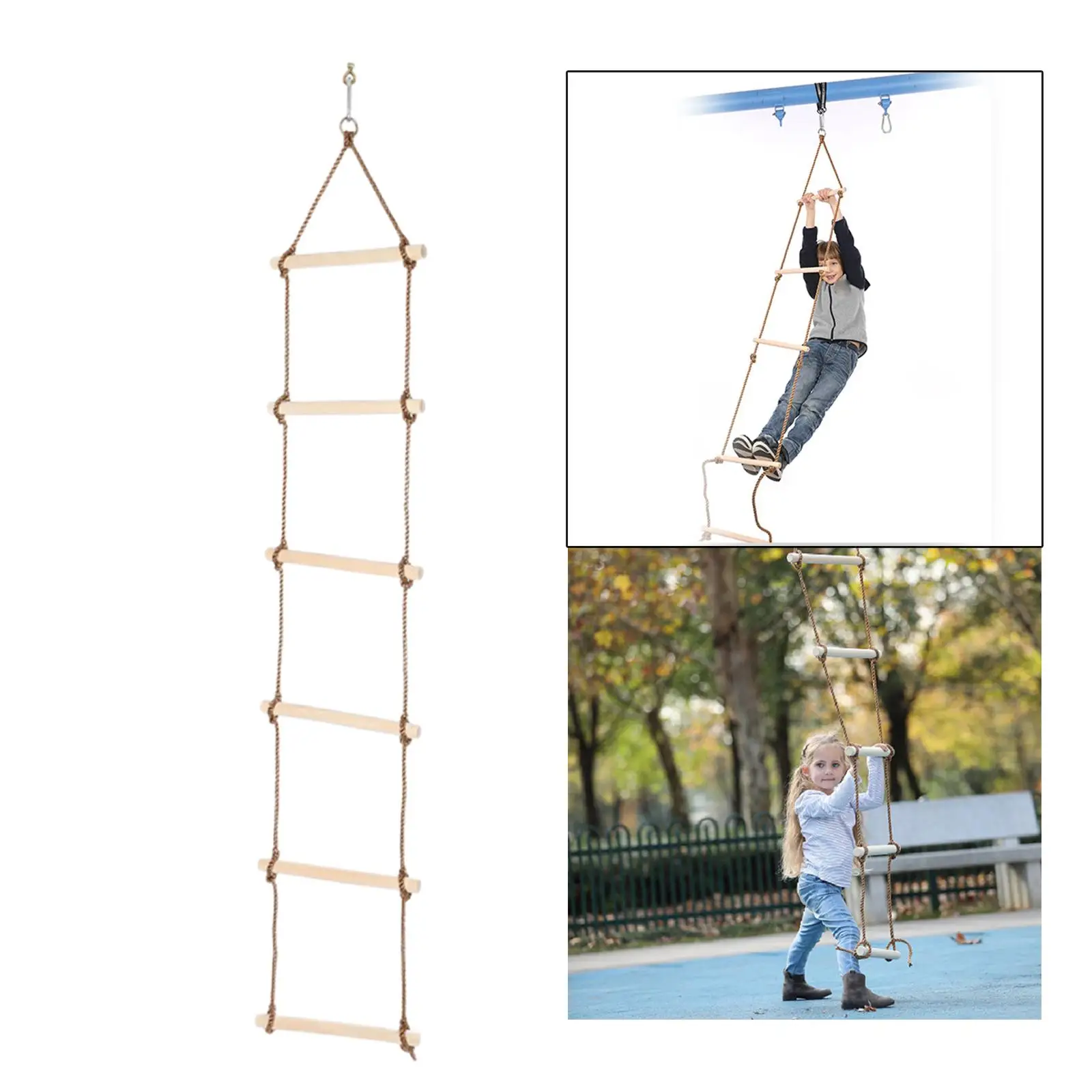 Climbing Rope Ladder Climbing Game Wooden for Backyard Outdoor Playground